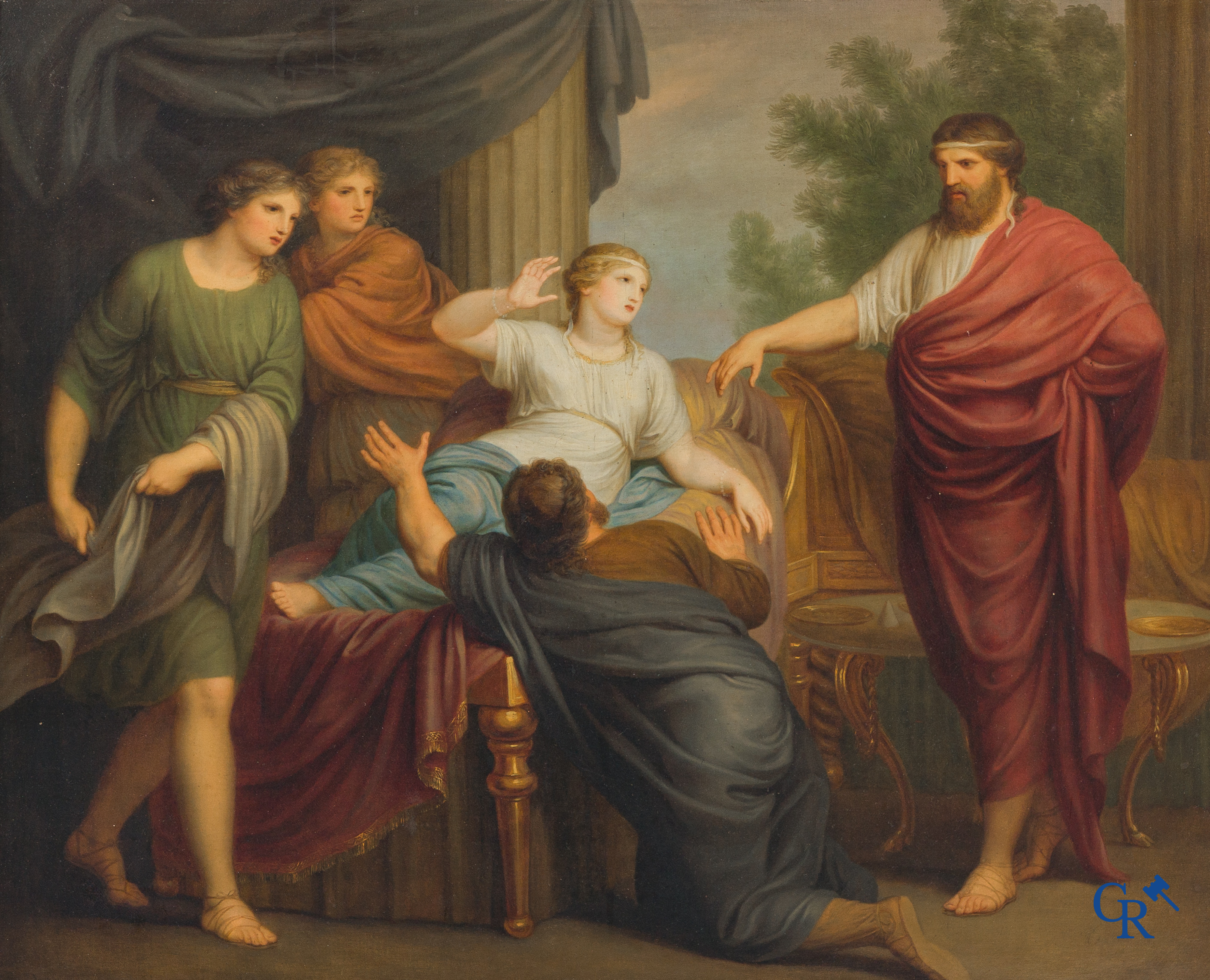 Andries Cornelis Lens (1739-1822) Olie op doek. Schilderij in de typische neoklassieke stijl.