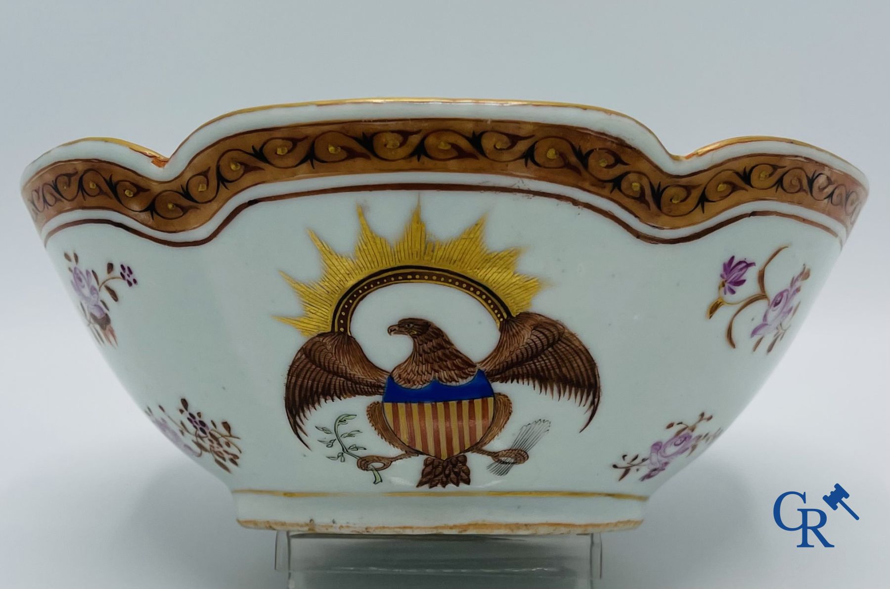 Asian Art: A Chinese famille rose bowl in export porcelain for the American market.