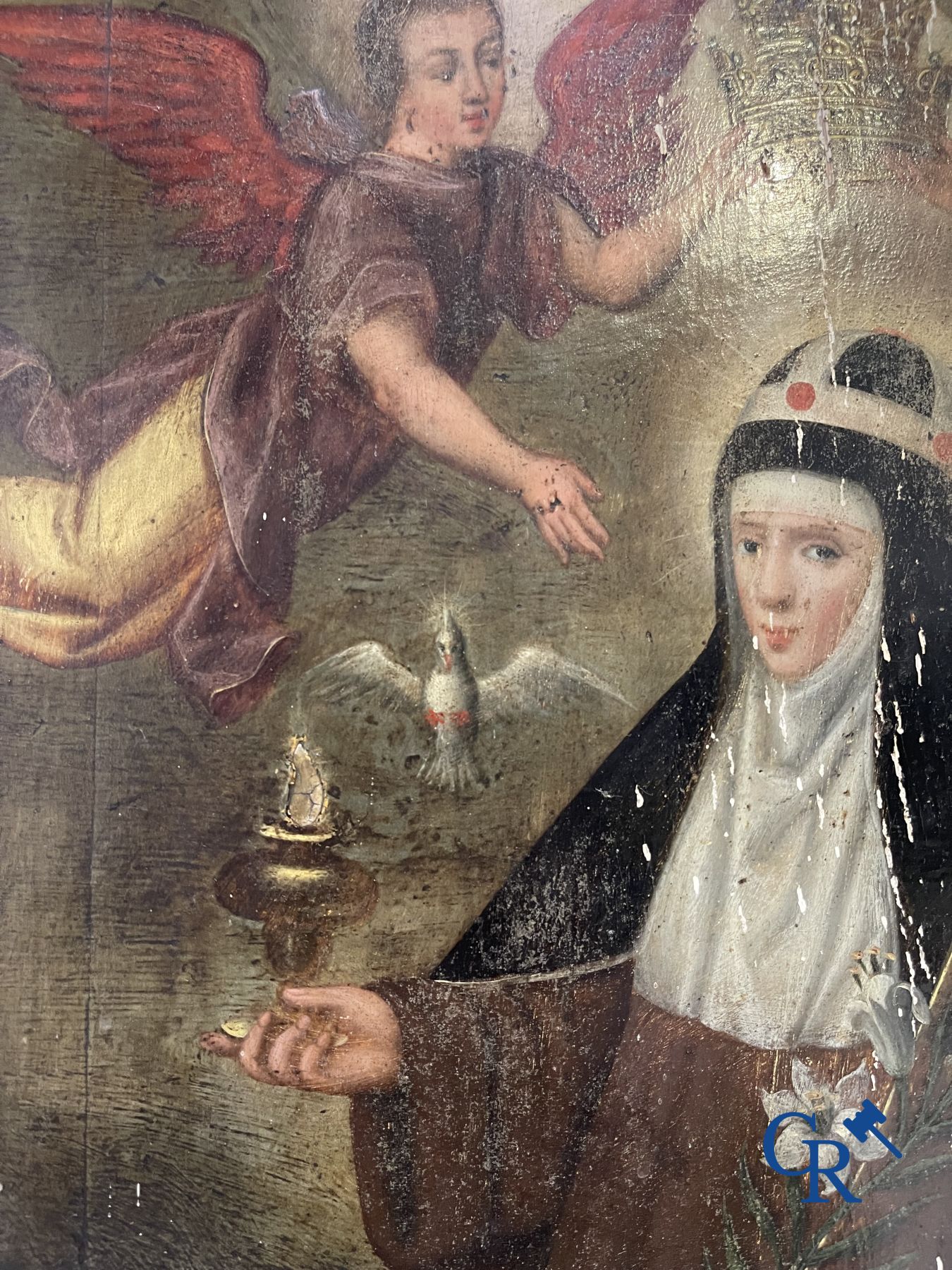 Painting. 17th century Religious painting.  S. Catherina-De-Swetta Filia-S.Birgitta.