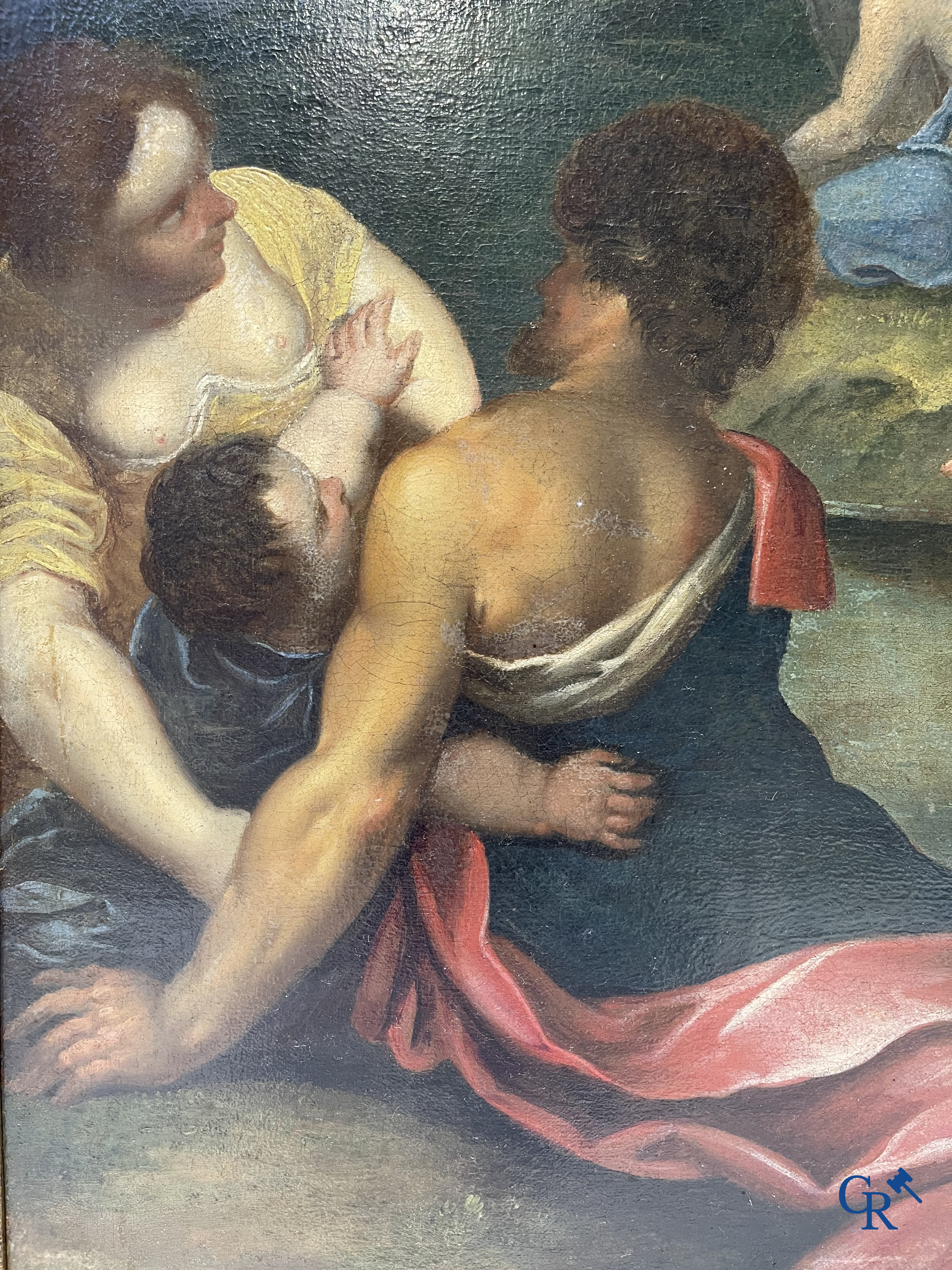 Le baptême du Christ. Peinture religieuse, huile sur toile. 17-18ème siècle.