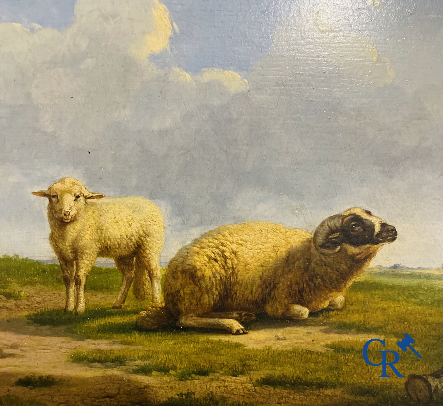 Eugène Verboeckhoven: Schapen in een landschap. olie op paneel.