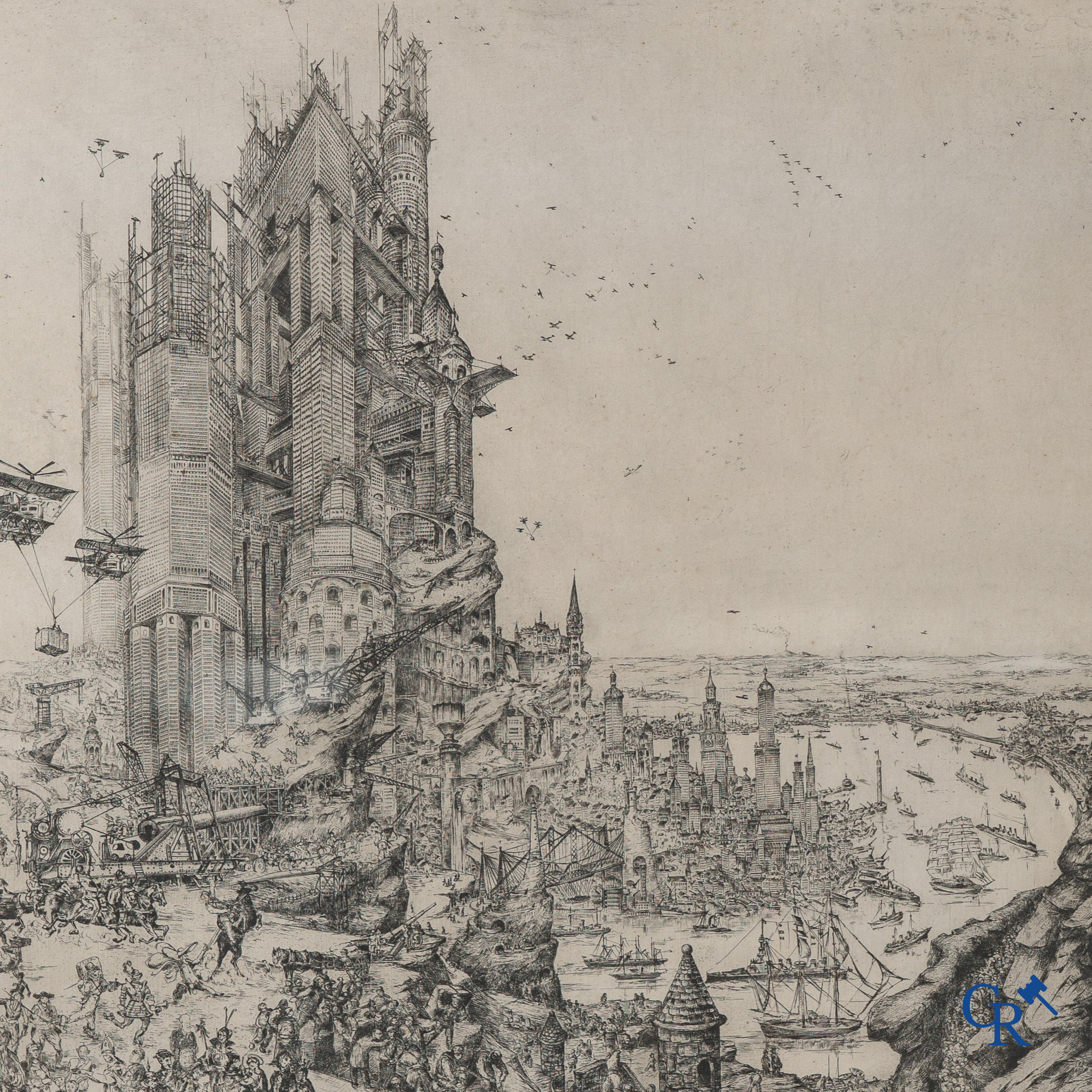 Jules Van Paemel, La tour de Babel, 1933. Etching, 43/50.