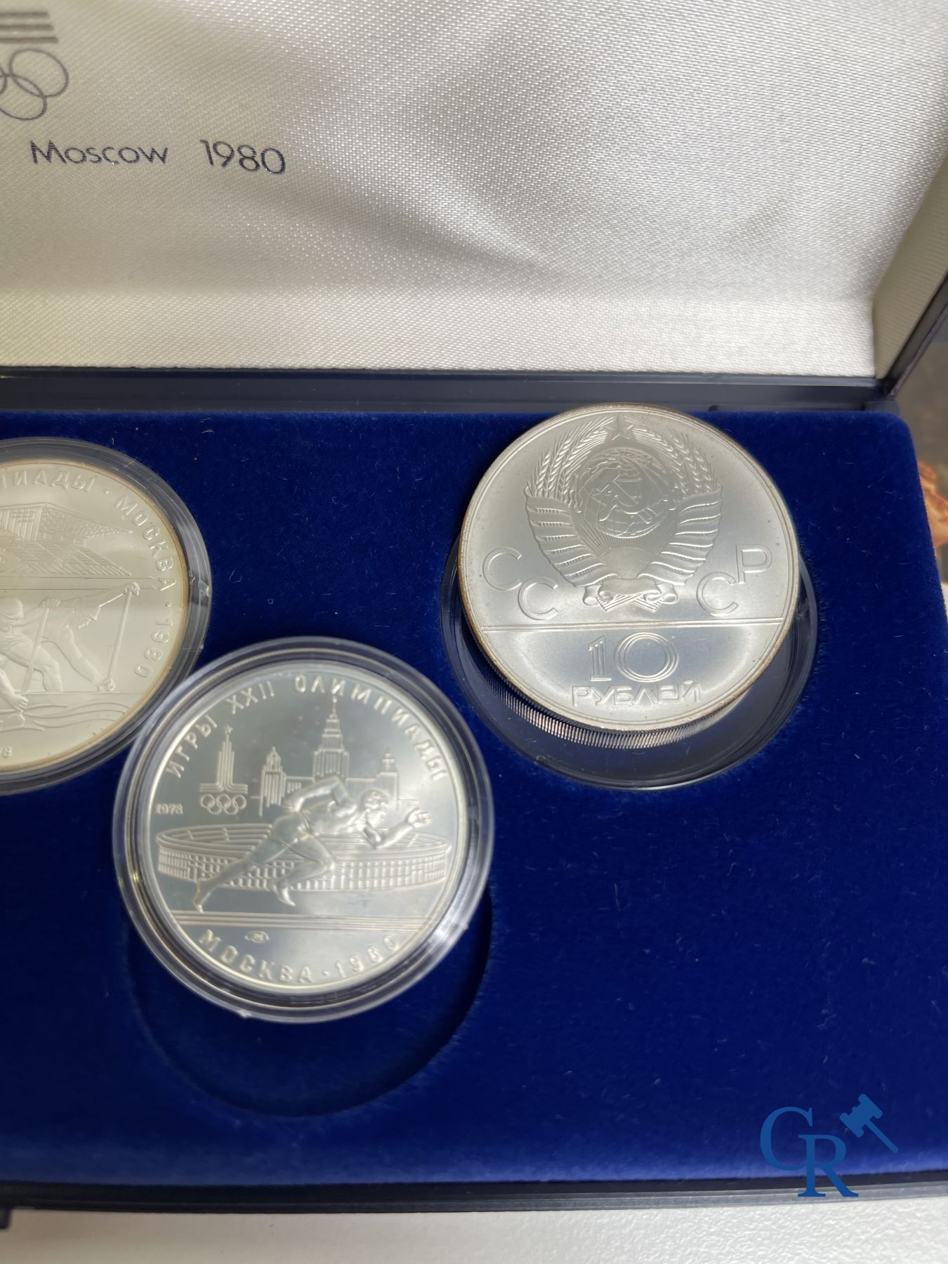 Pièces de monnaie en argent. 6 boîtes de 34 roubles en argent. "Monnaie Olympique Moscou 1980"