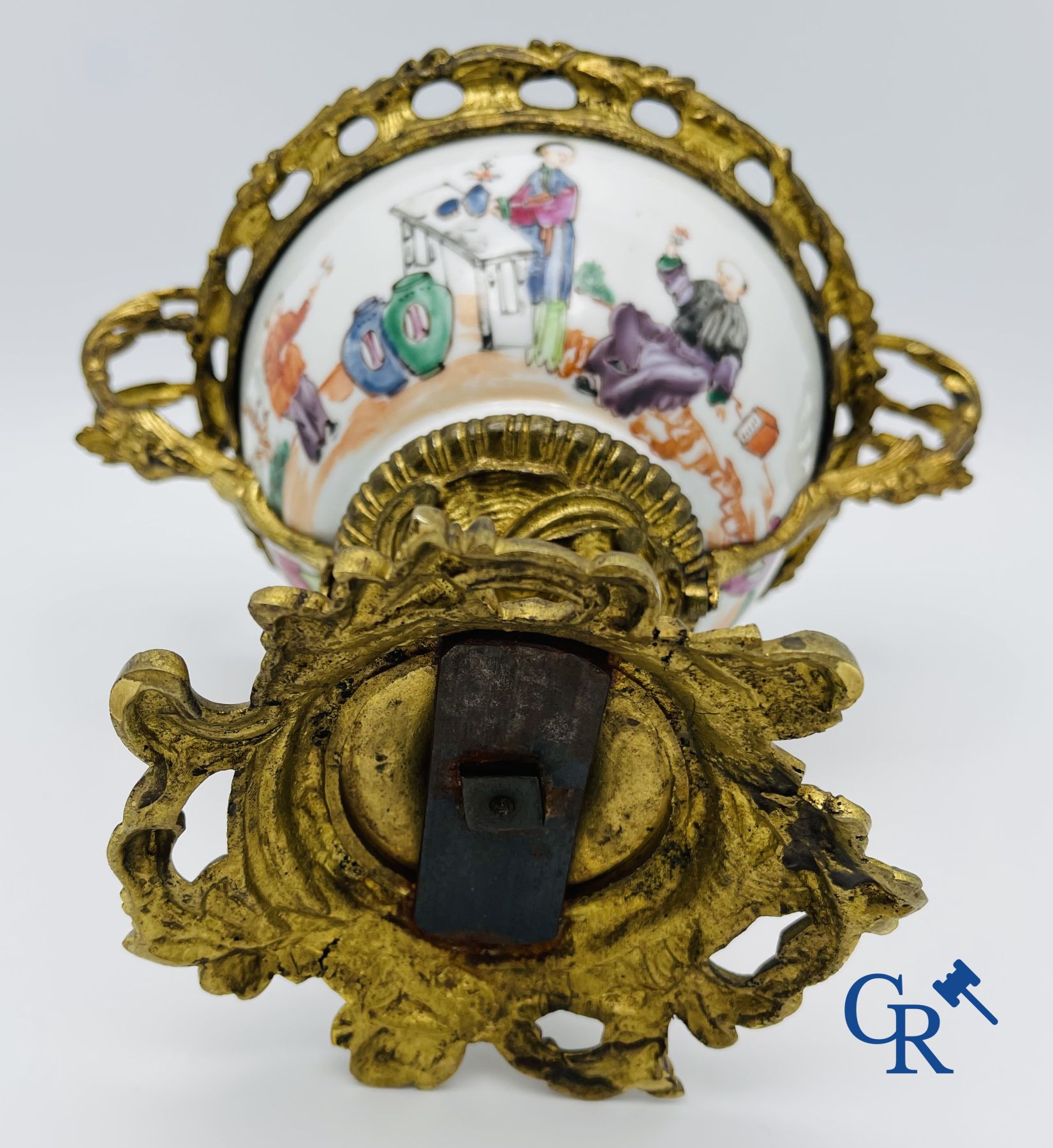 Chinese porcelain: An 18th century gilt-bronze mounted bowl in Chinese export porcelain.