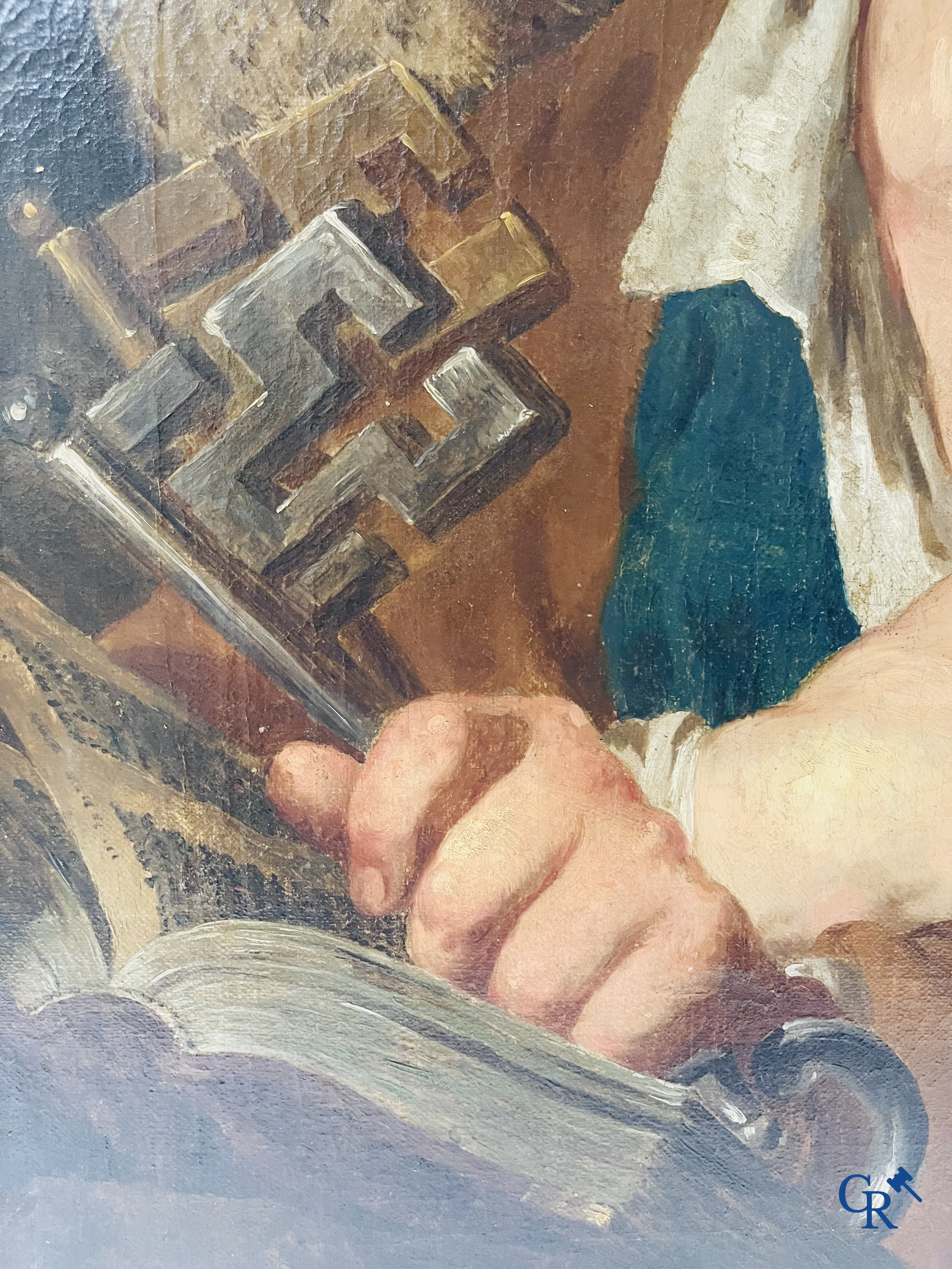 Pierre Joseph Verhaghen (1728-1811) Sint Pieter met de haan. Olie op doek. Gesigneerd P.J. Verhaghen fecit 1802.