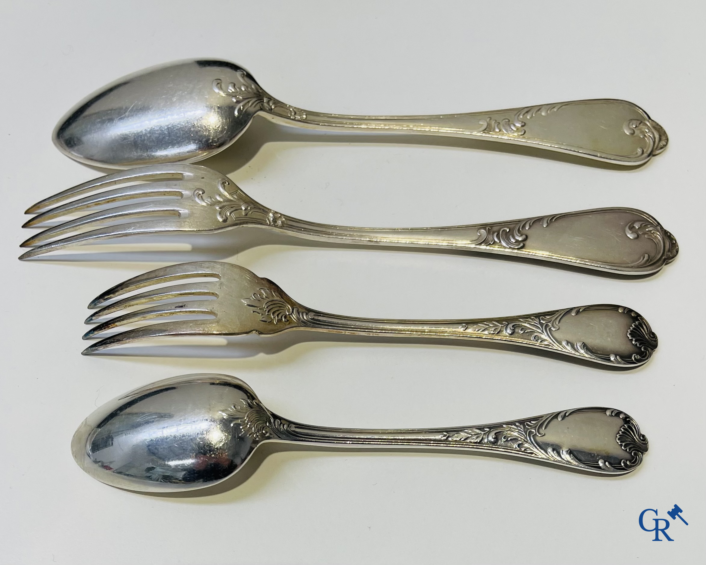 Christofle. Large lot of various silver-plated cutlery including Christofle.