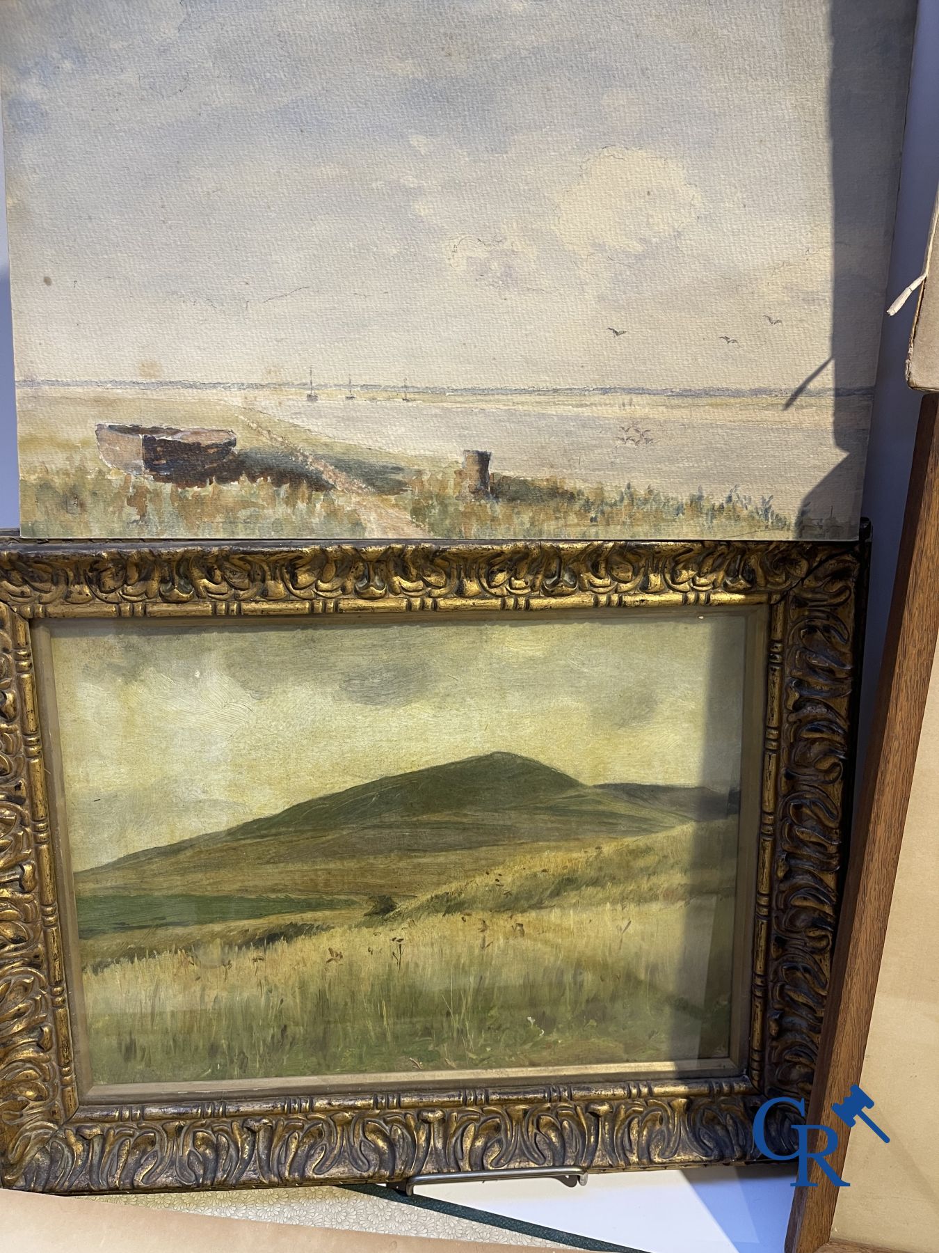 Interesting lot with gouaches and pastel drawings. Period 1880-1920.