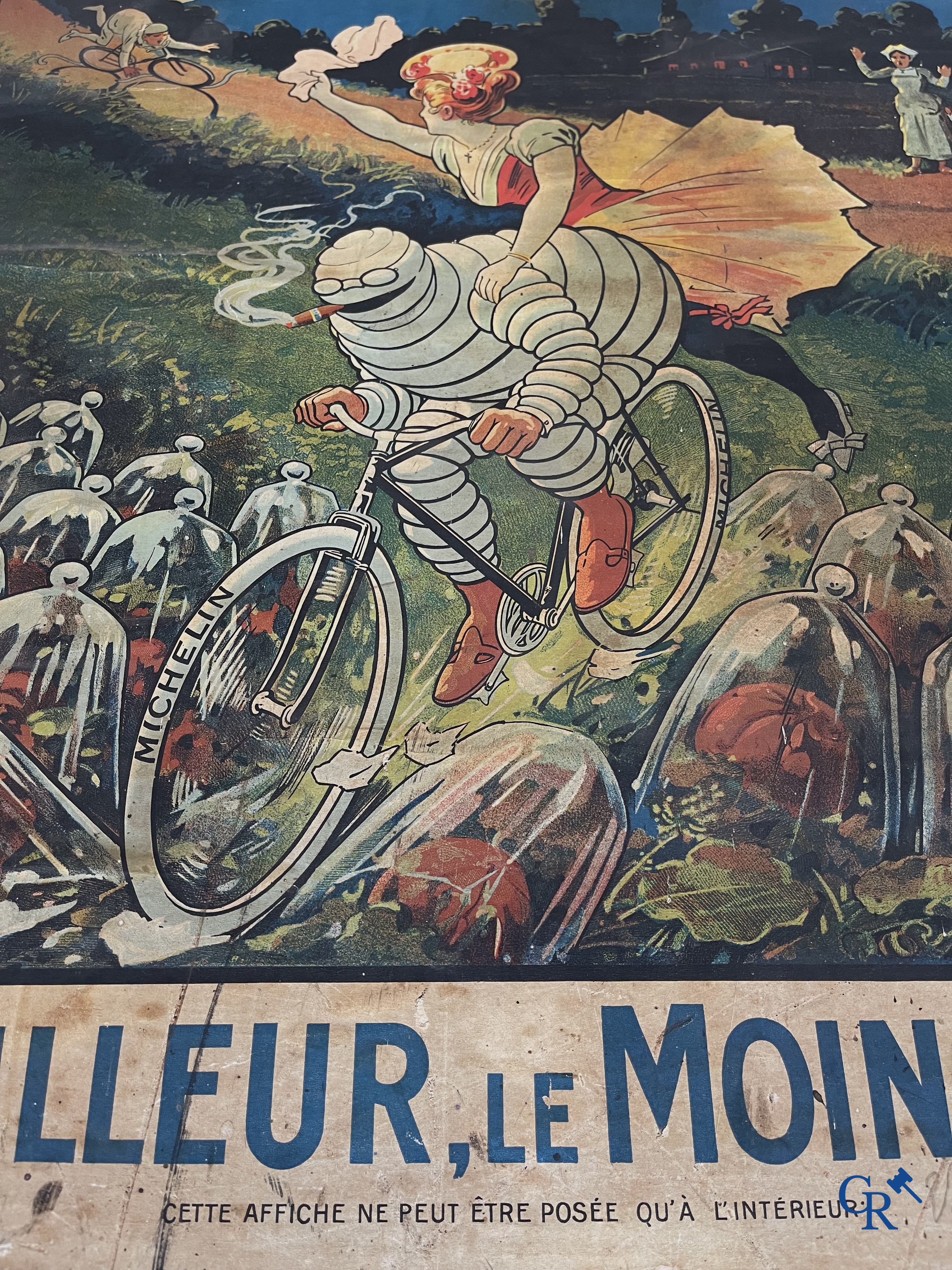 Léon Hingre (1860-1926) Pneu Vélo Michelin. Prachtige affiche voor fietsbanden Michelin. Circa 1910.
