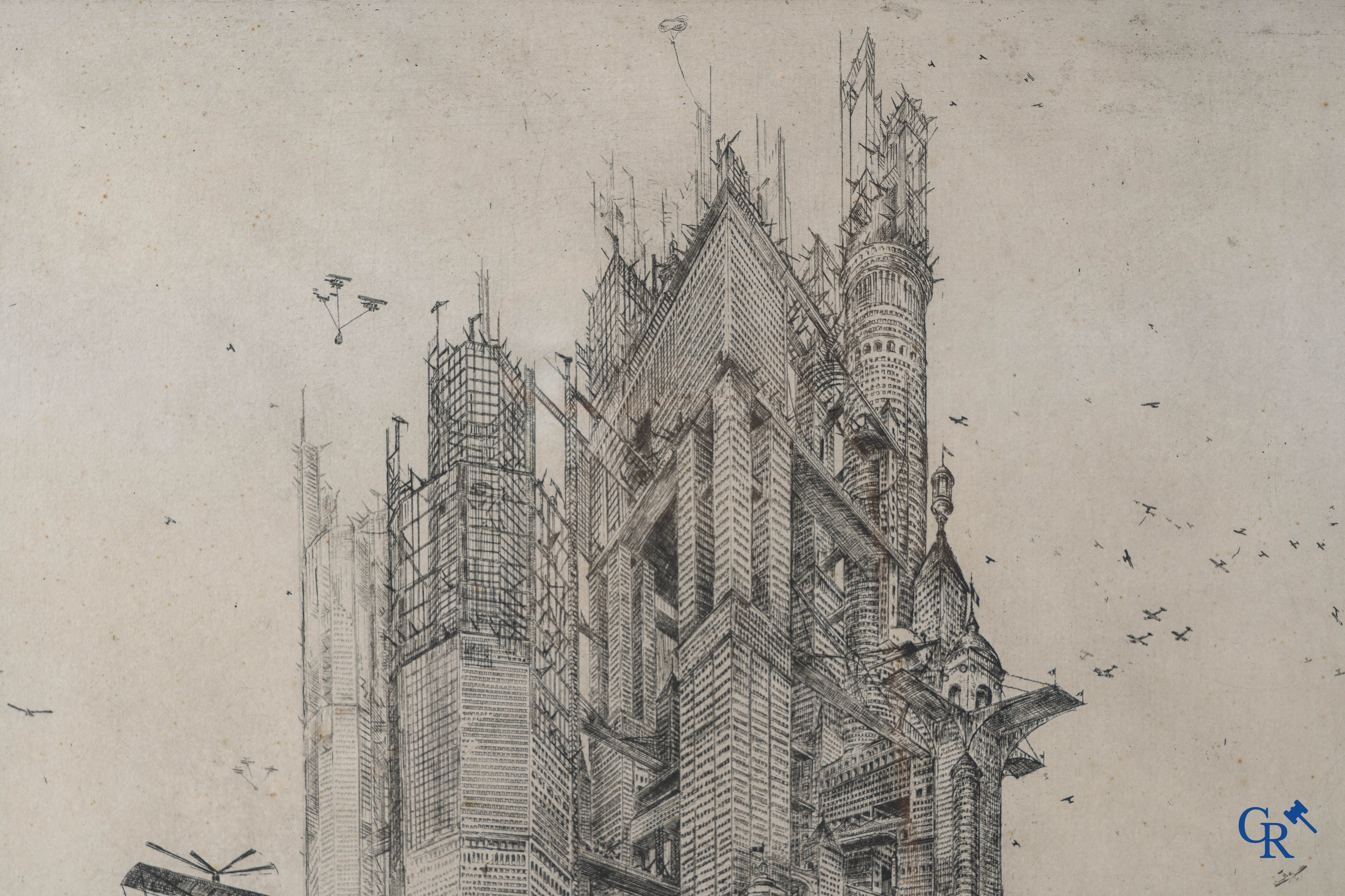 Jules Van Paemel, La tour de Babel, 1933. Etching, 43/50.