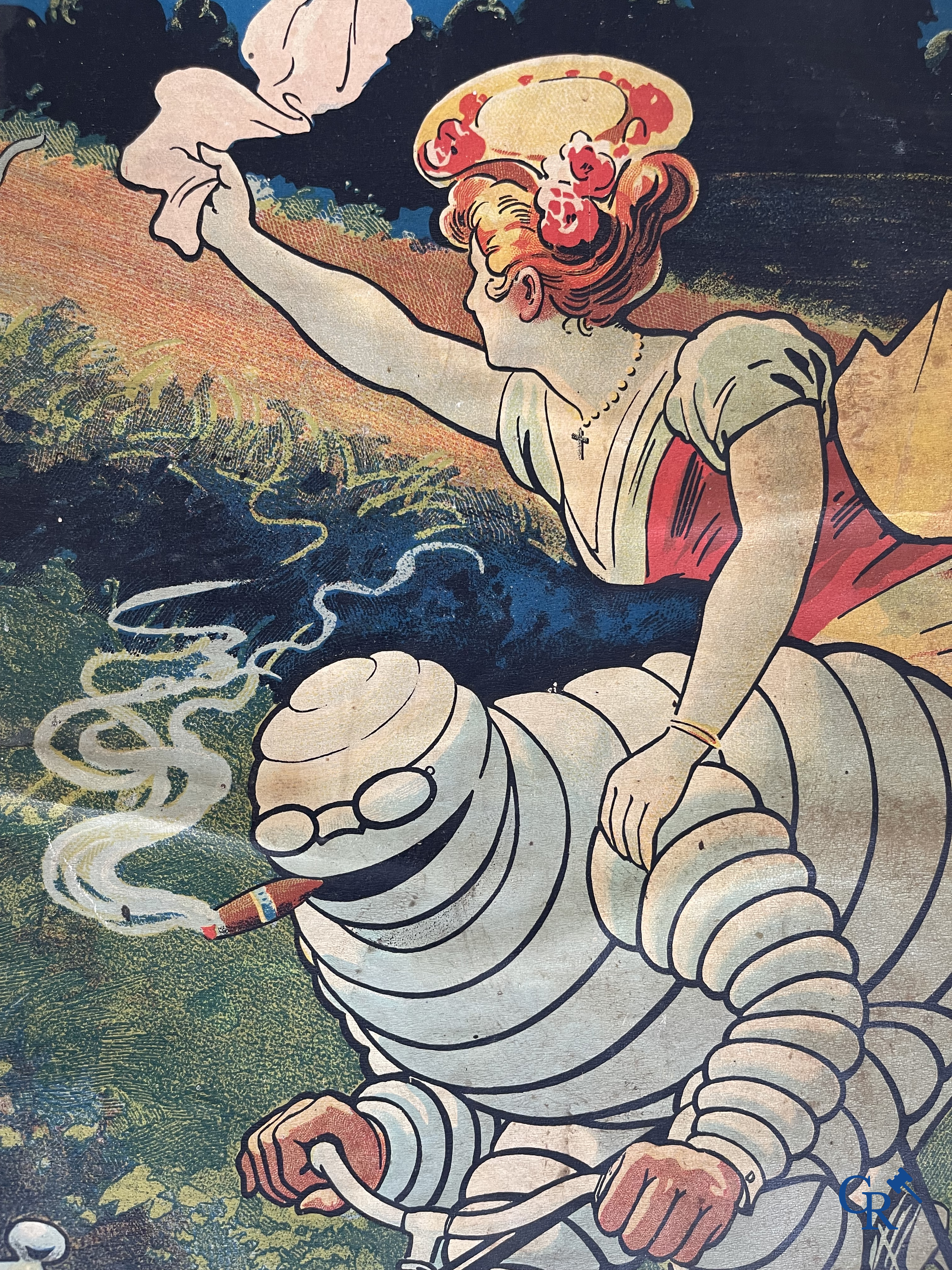 Léon Hingre (1860-1926) Pneu Vélo Michelin. Prachtige affiche voor fietsbanden Michelin. Circa 1910.