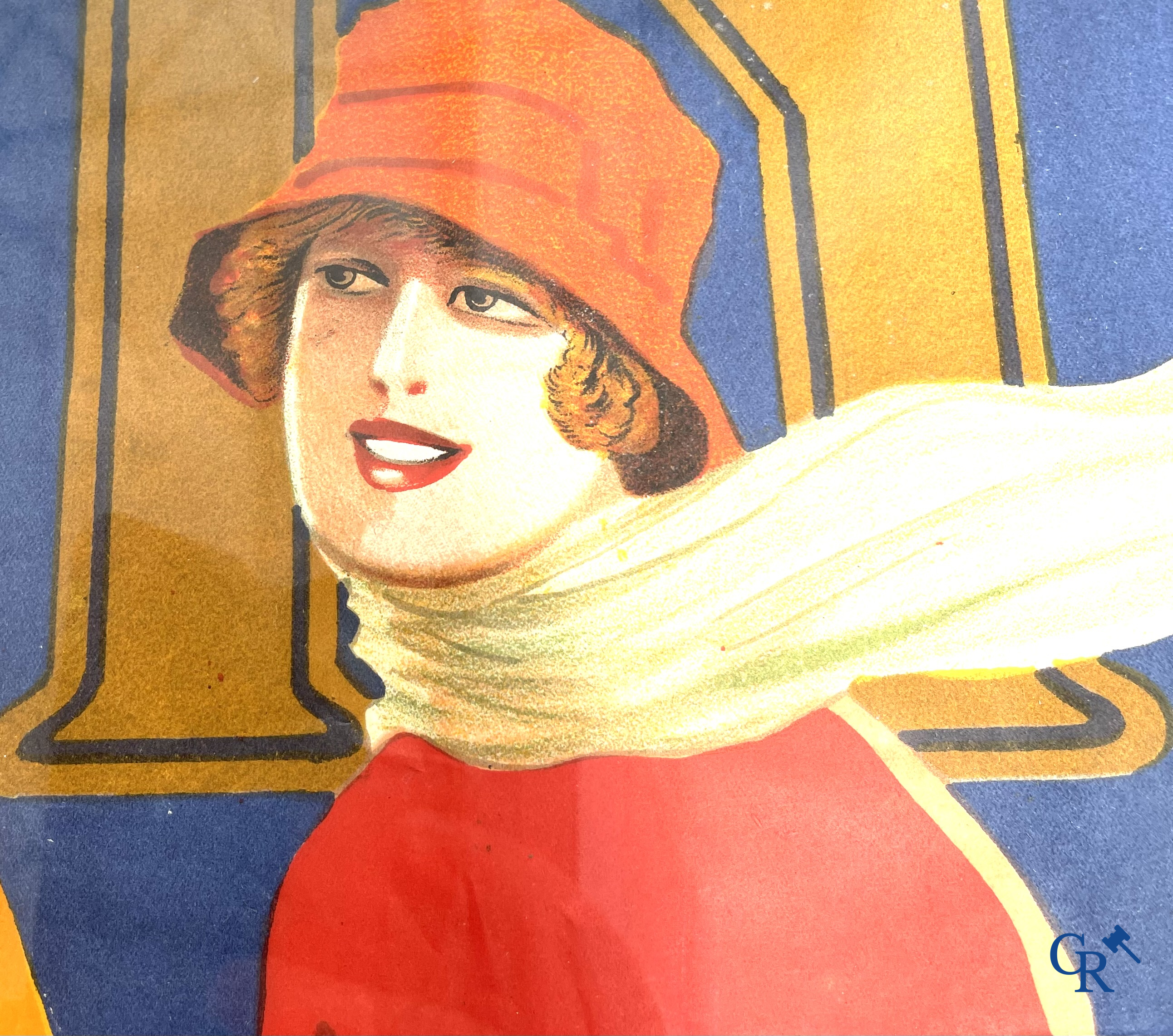 FN Motorfabriek Herstal, Zeldzame en originele publiciteitsaffiche voor de FN motorfiets type Sahara. Circa 1930.