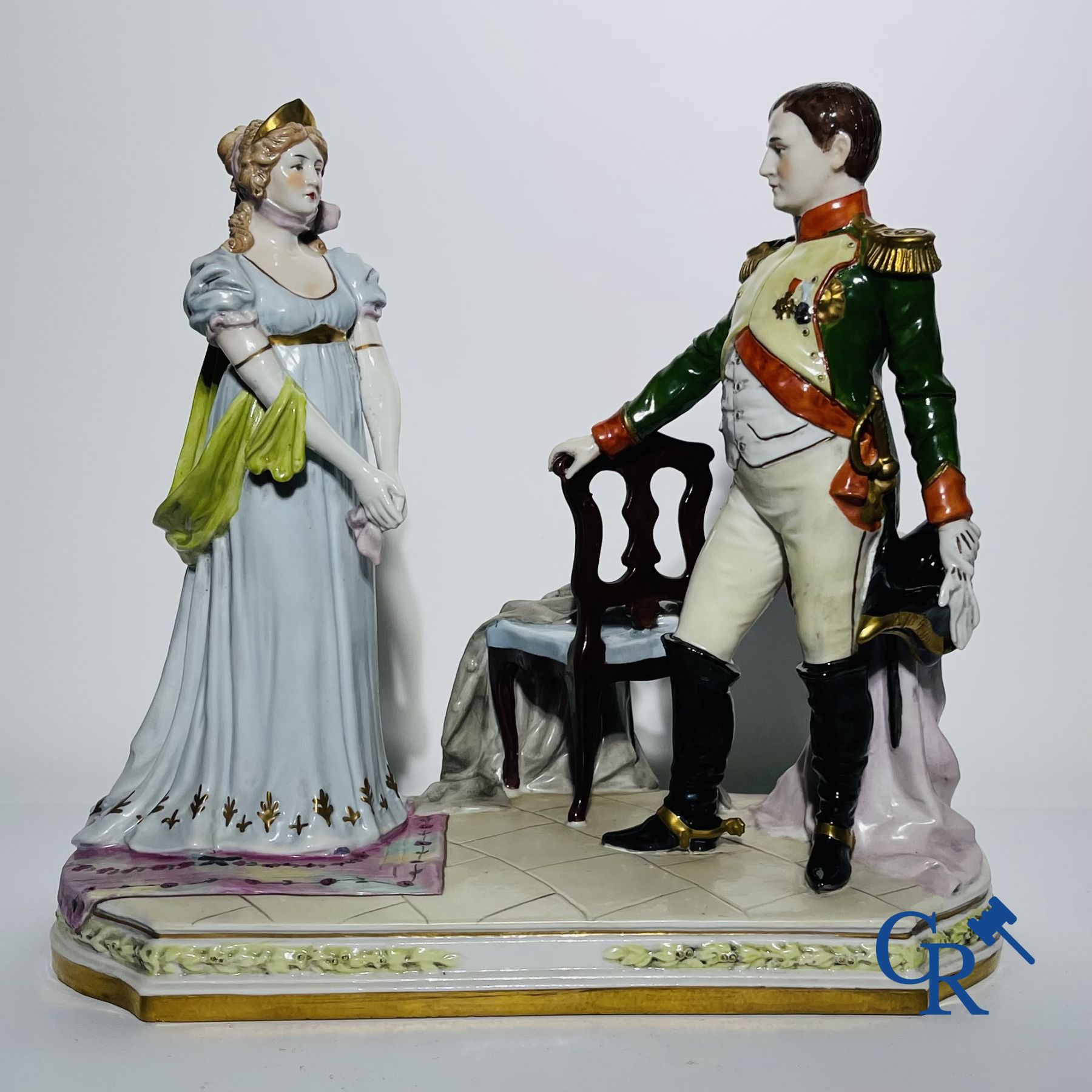 Porcelaine: Groupe en porcelaine de Saxe. Napoleon 1er.