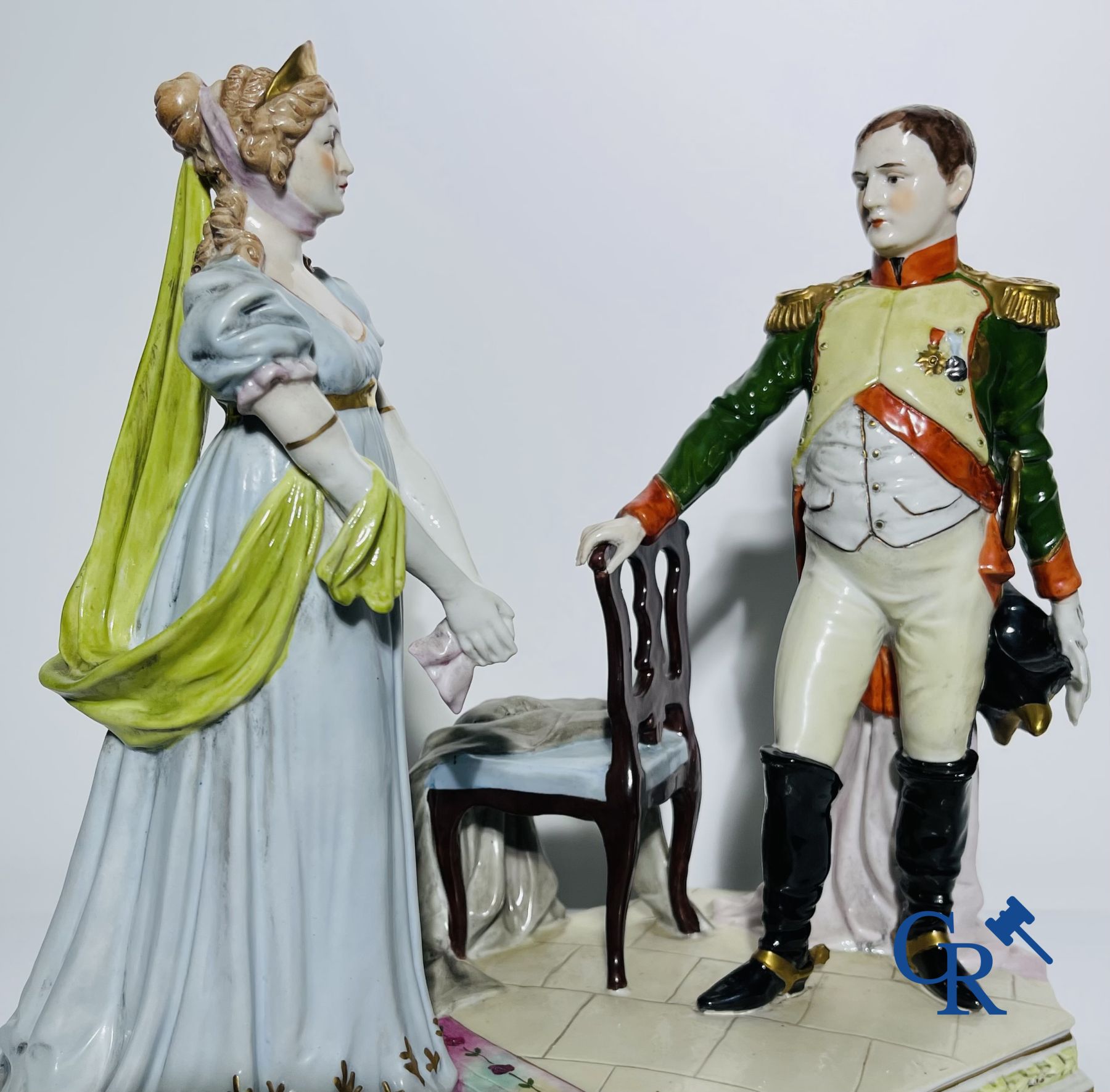 Porcelaine: Groupe en porcelaine de Saxe. Napoleon 1er.