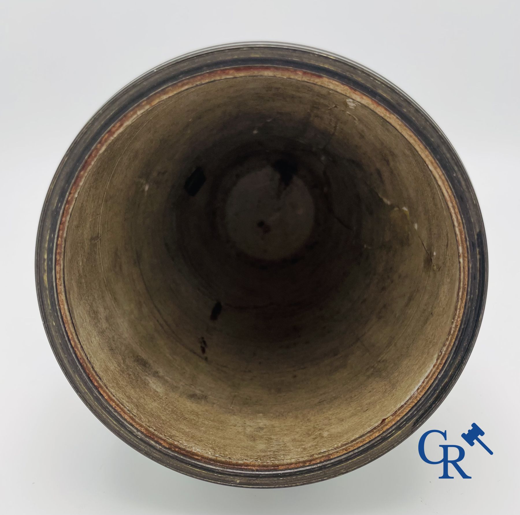 A porcelain table fountain with bronze fittings.