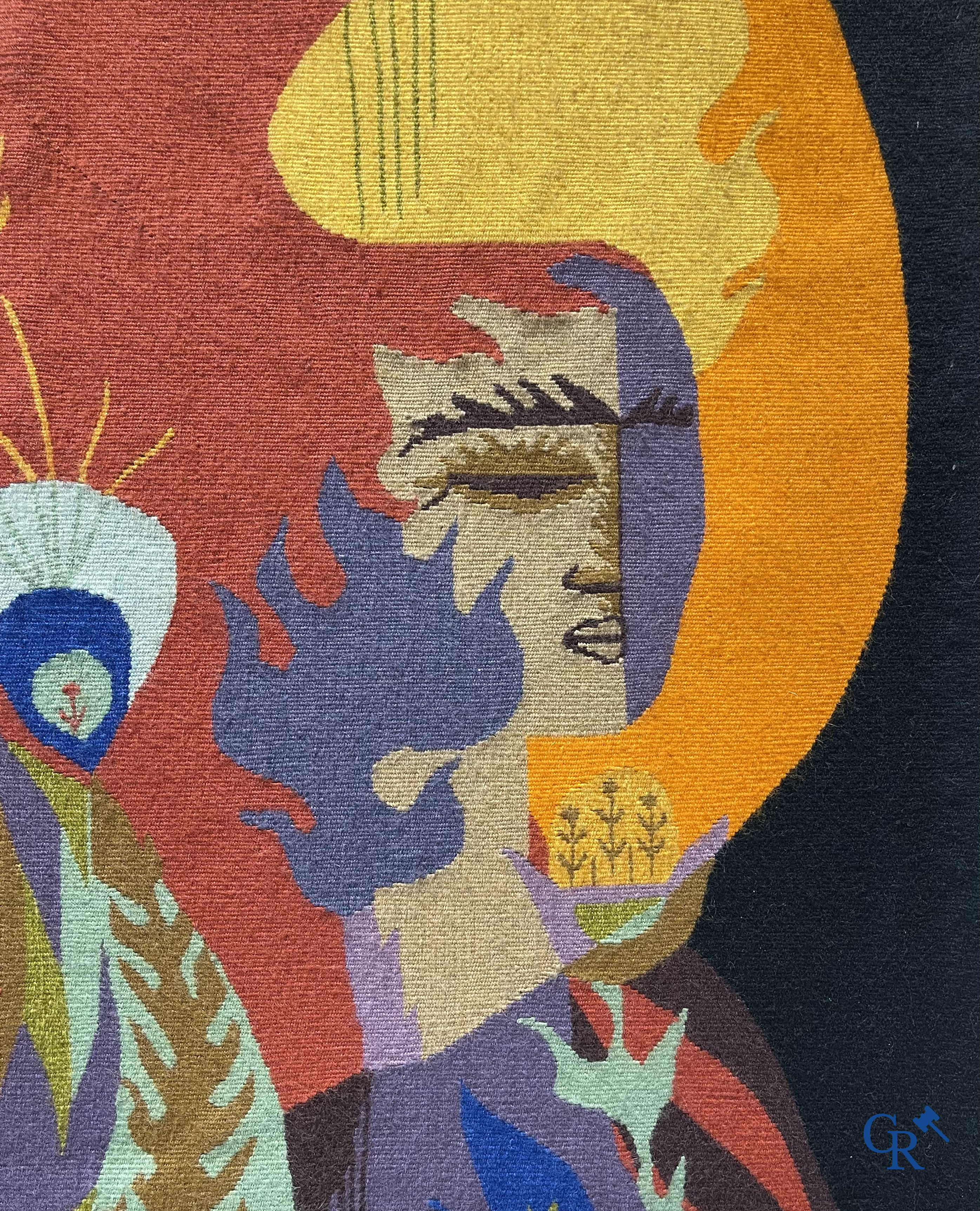 Ghorbel: Polychrome tapestry in wool circa 1970.