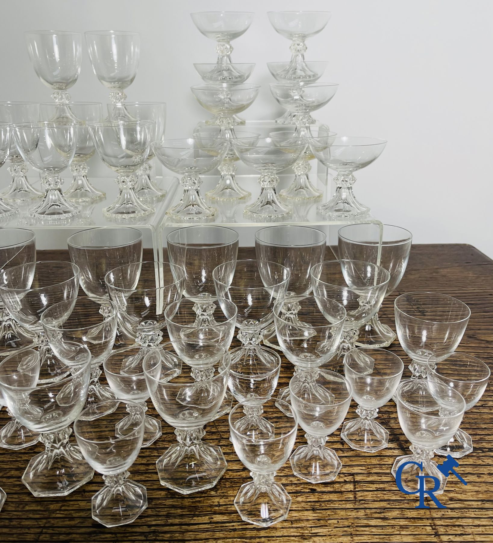 Val Saint Lambert: A serie of about 50 crystal glasses model Yale.