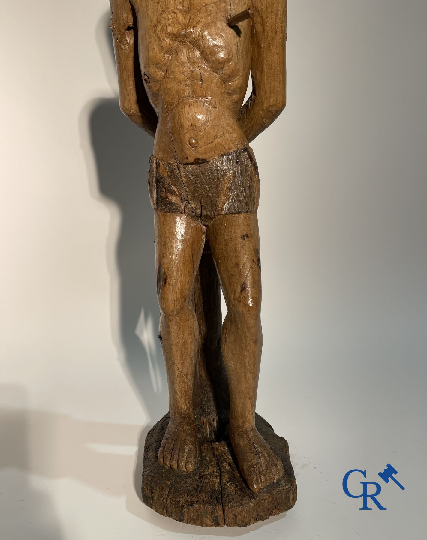 Wooden sculpture: Saint Sebastian 16th - 17th century.