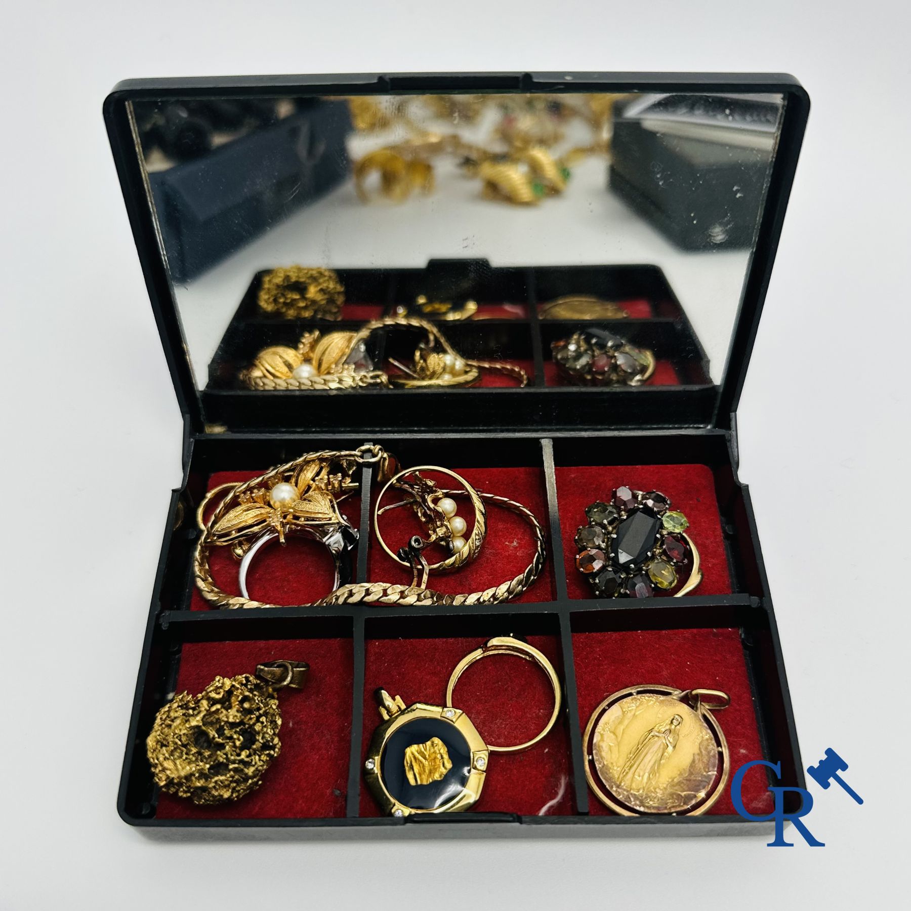 Large lot of fantasy jewellery, pocket watch, a Dupont lighter and cufflinks.