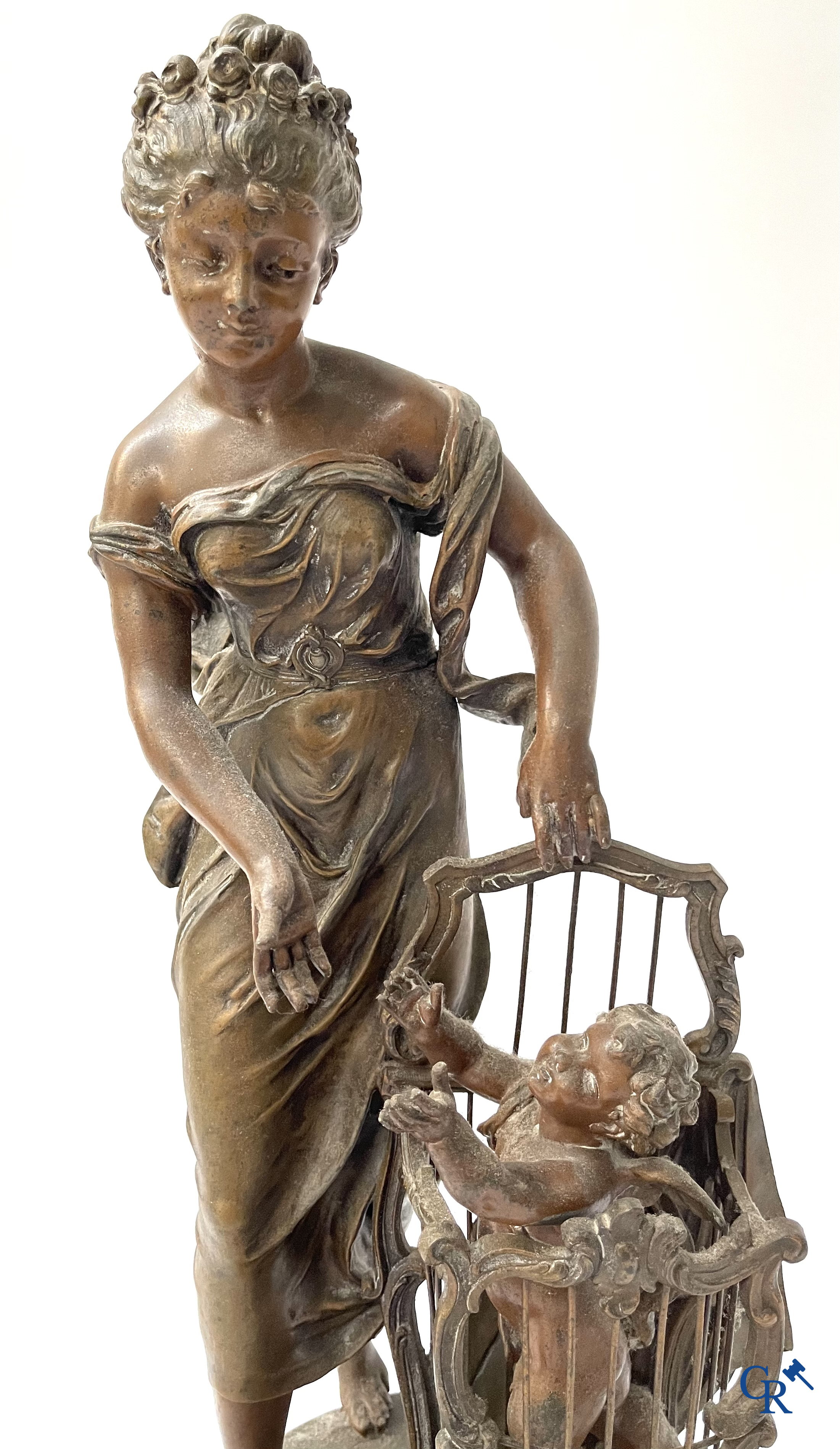 Lot de 3 sculptures en régule. Anatole Guillot, Emile Bruchon, Rousseau, vers 1900.