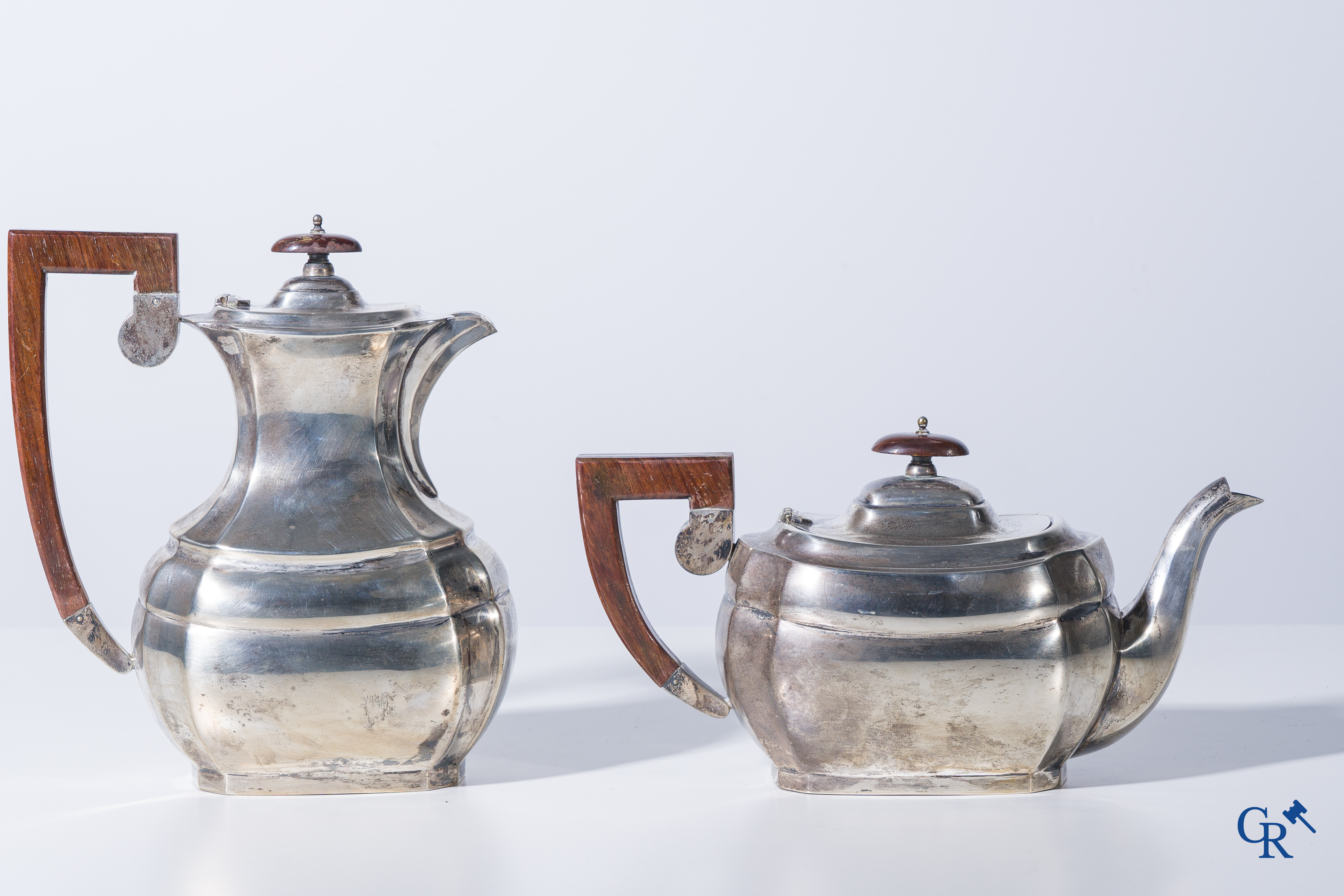 Silver: Mills Brussels, 4 pieces of a coffee and tea set in silver (900°/00).