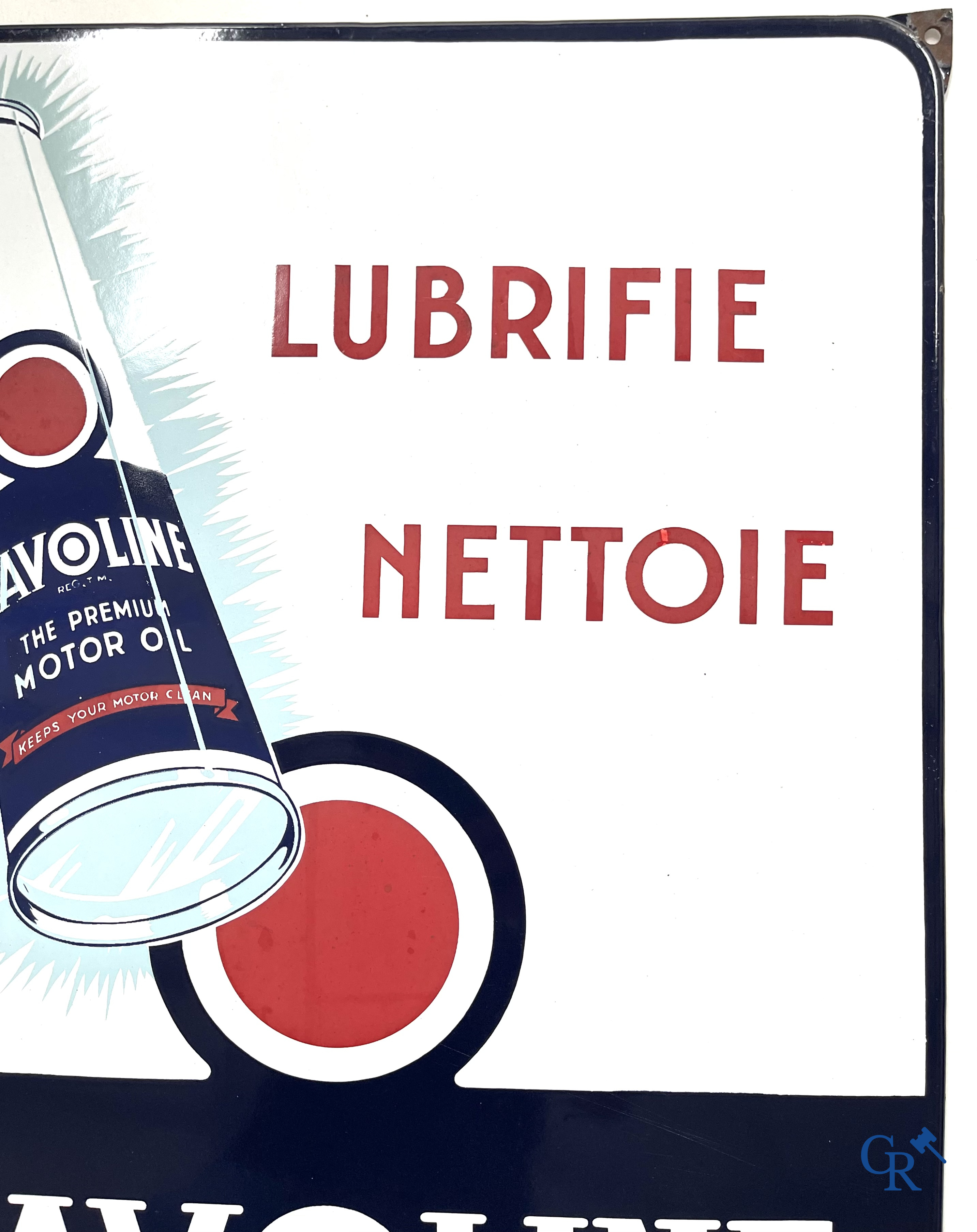 Havoline, emaille reclamebord voor motor olie Havoline van de Caltex Petroleum Company. T.P. Bruxelles 1950.