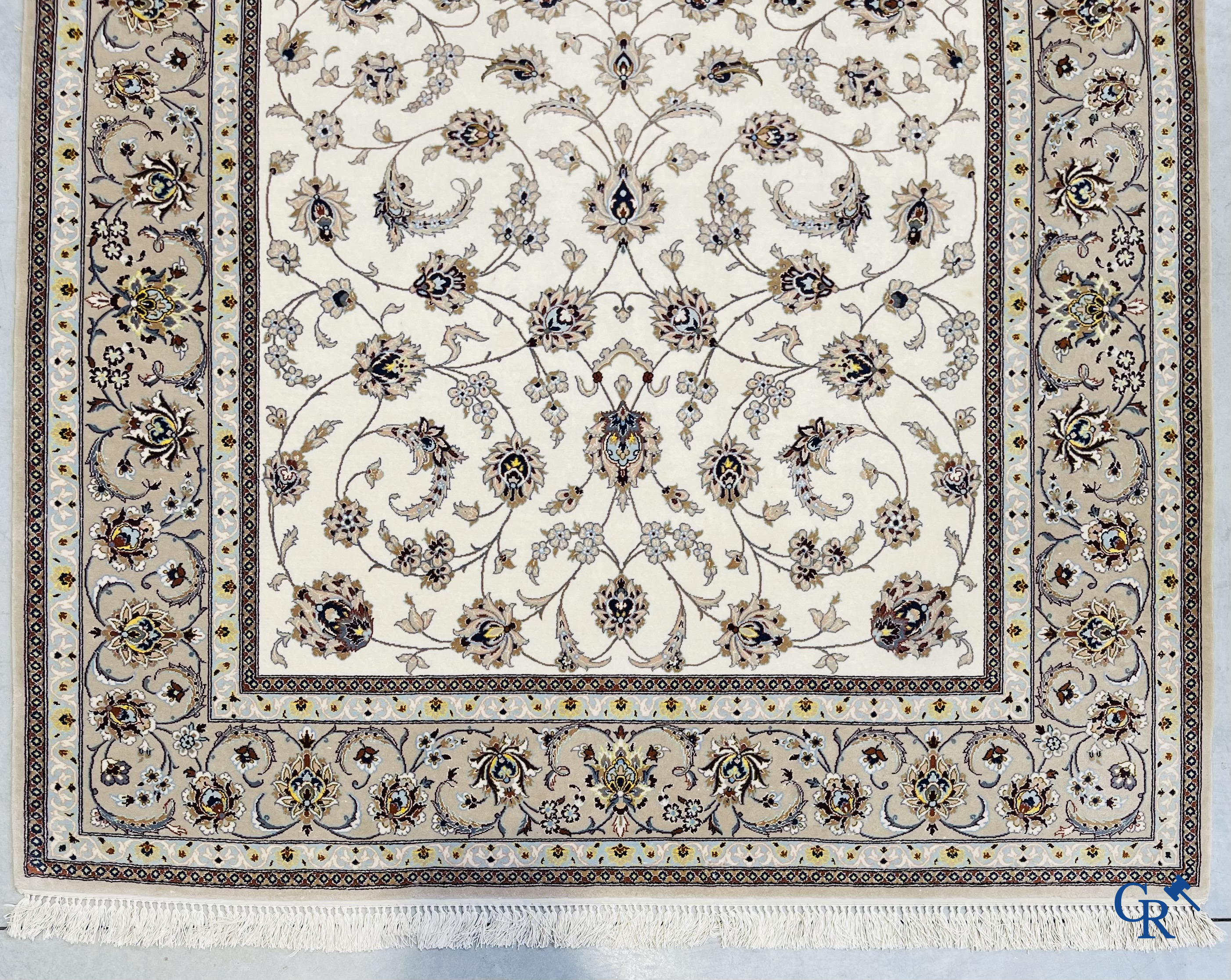 Persian carpets. Fine knotted Nain carpet with floral decor.