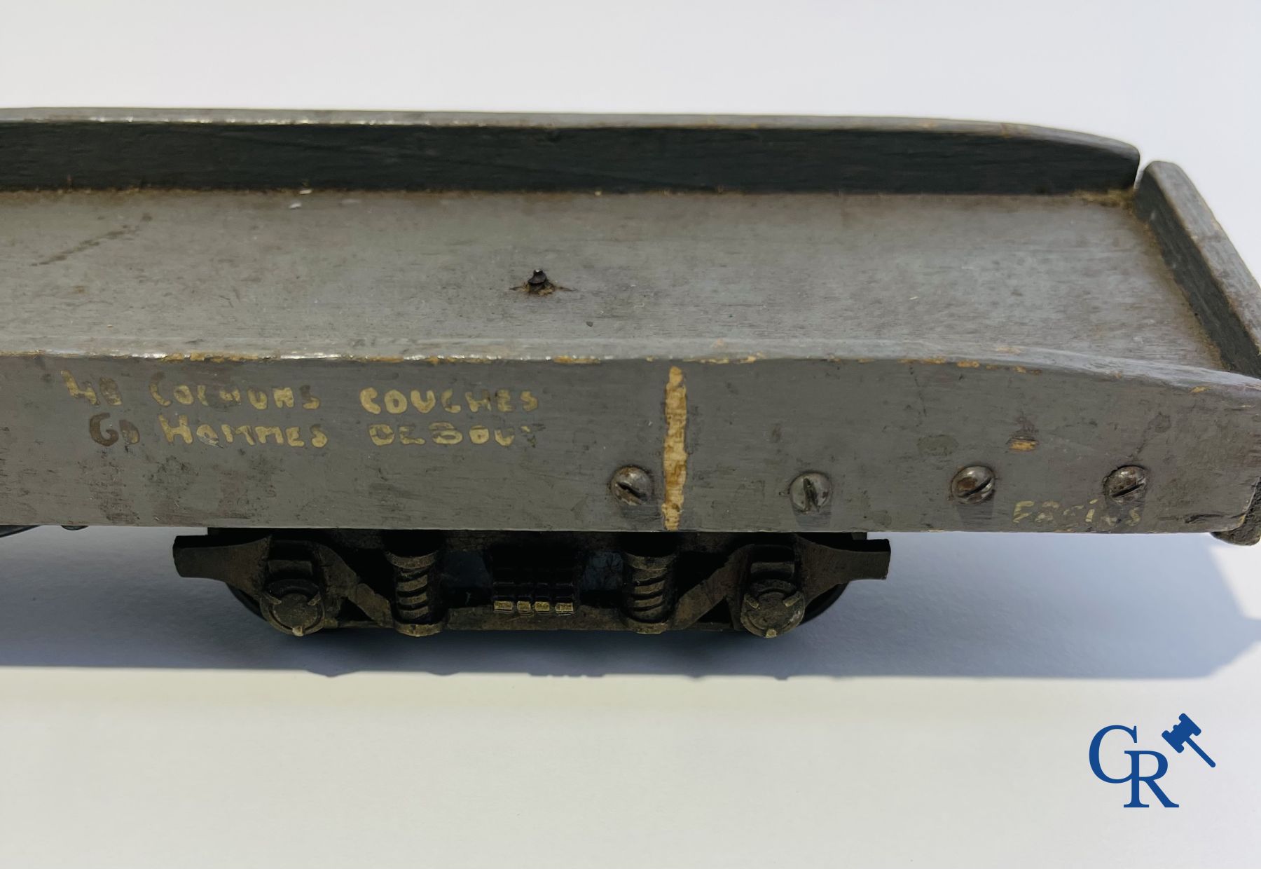 Old toys: Märklin, Locomotive with towing tender and dining car.<br />
About 1930.