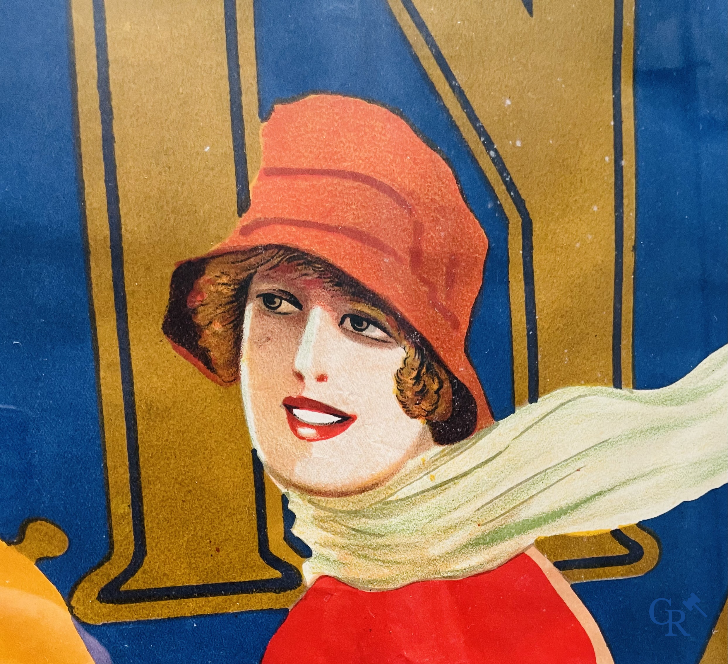 FN Motorfabriek Herstal, Zeldzame en originele publiciteitsaffiche voor de FN motorfiets type Sahara. Circa 1930.