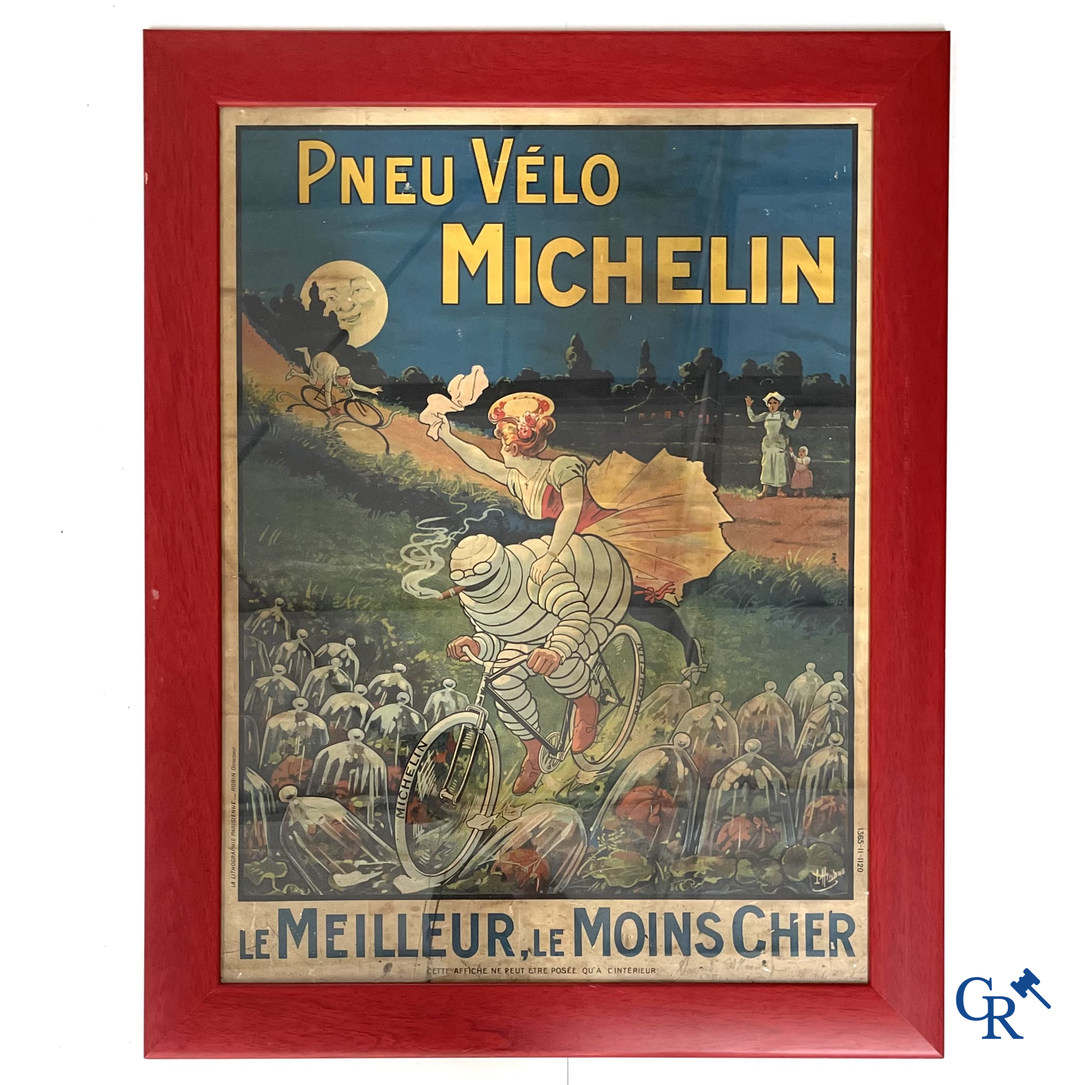 Léon Hingre (1860-1926) Pneu Vélo Michelin. Prachtige affiche voor fietsbanden Michelin. Circa 1910.