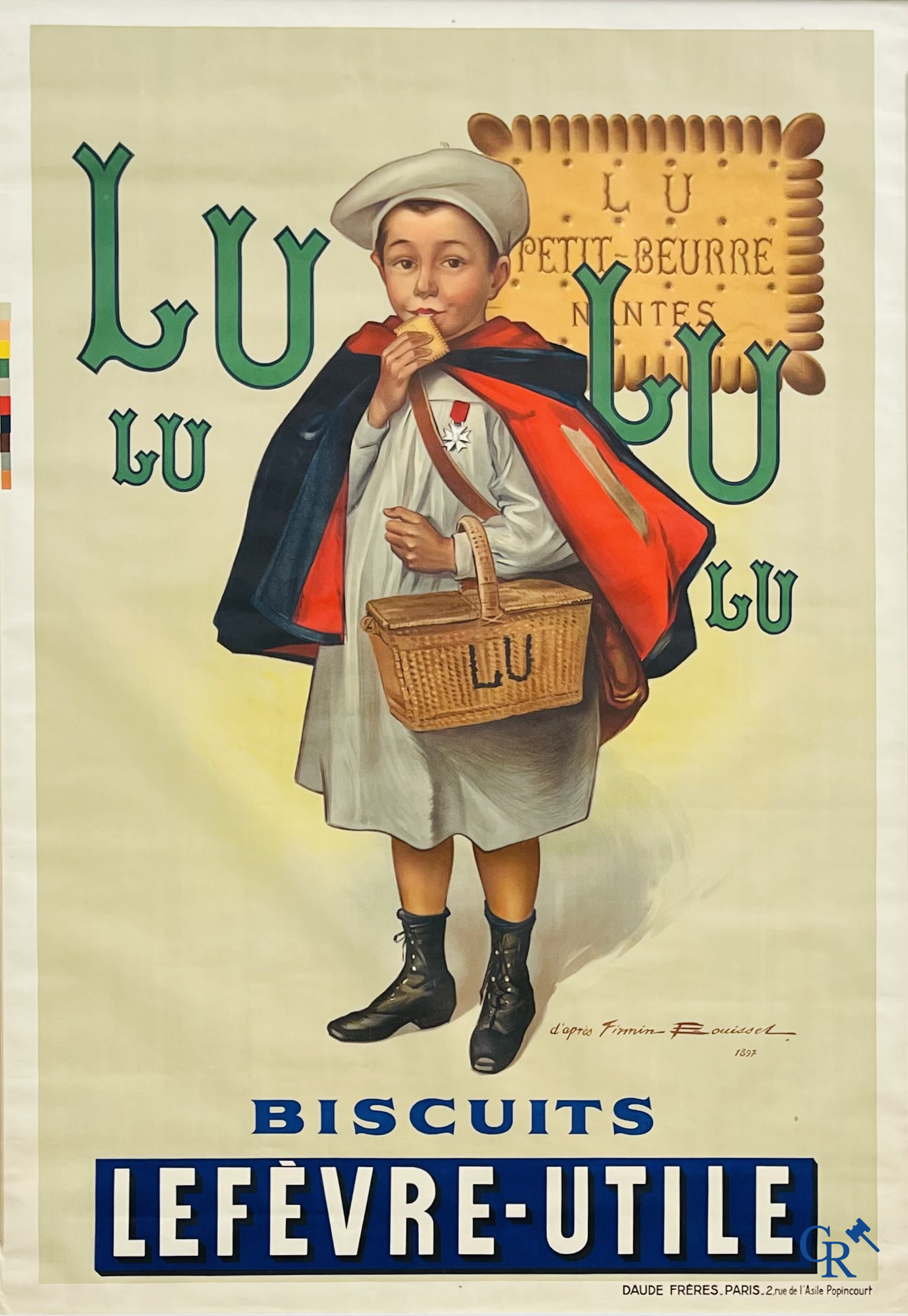 Firmin Bouisset (1859-1925) LU, biscuits Lefèvre-Utile. Publiciteits lithografie voor Petit-Beurre. Daude Frères-Paris.