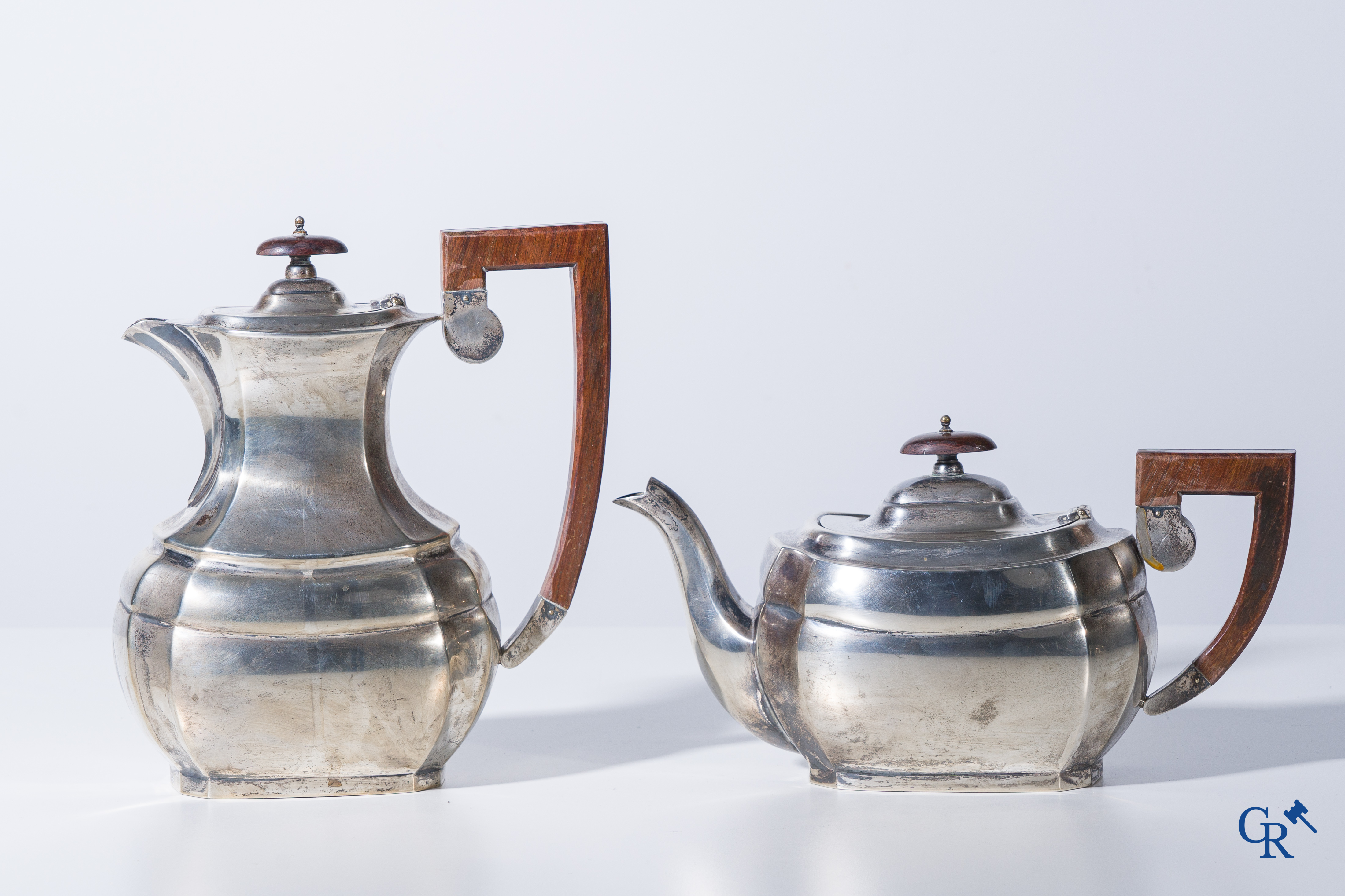 Silver: Mills Brussels, 4 pieces of a coffee and tea set in silver (900°/00).