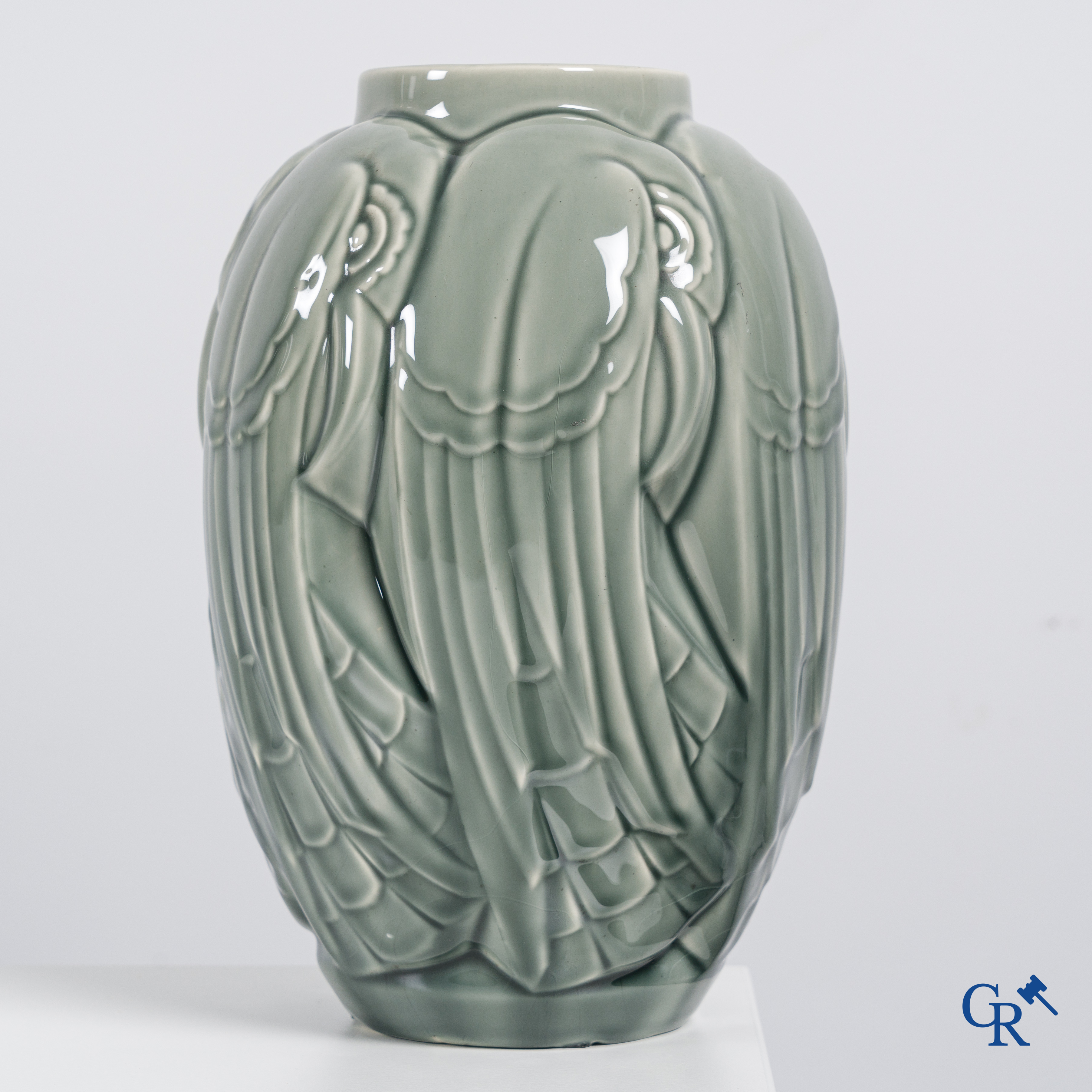 Keramis, Boch - La Louvière, Charles Catteau: Art Deco vase in cracked glaze. Decor 1160