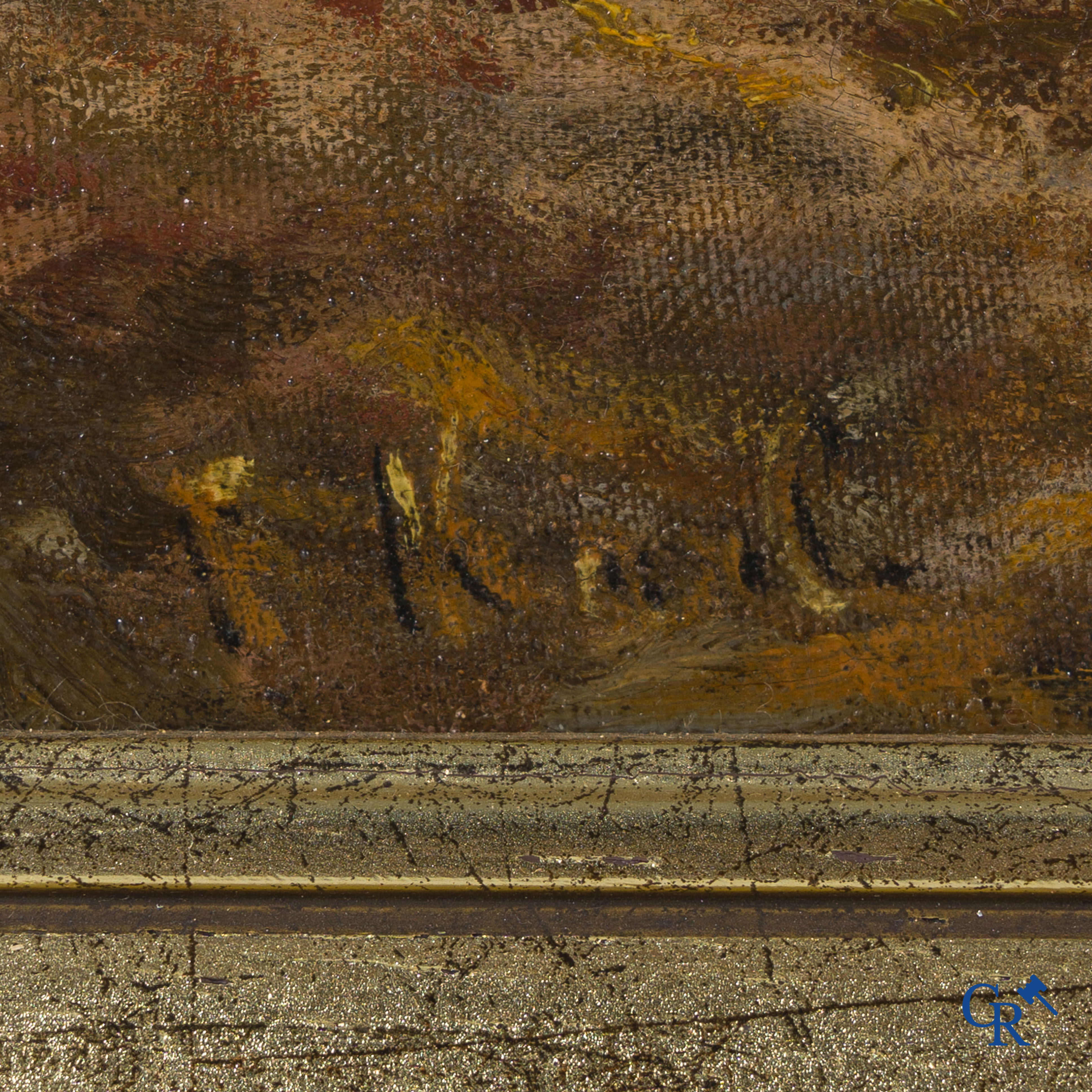 Les 3 amis, signé illisible, huile sur toile.