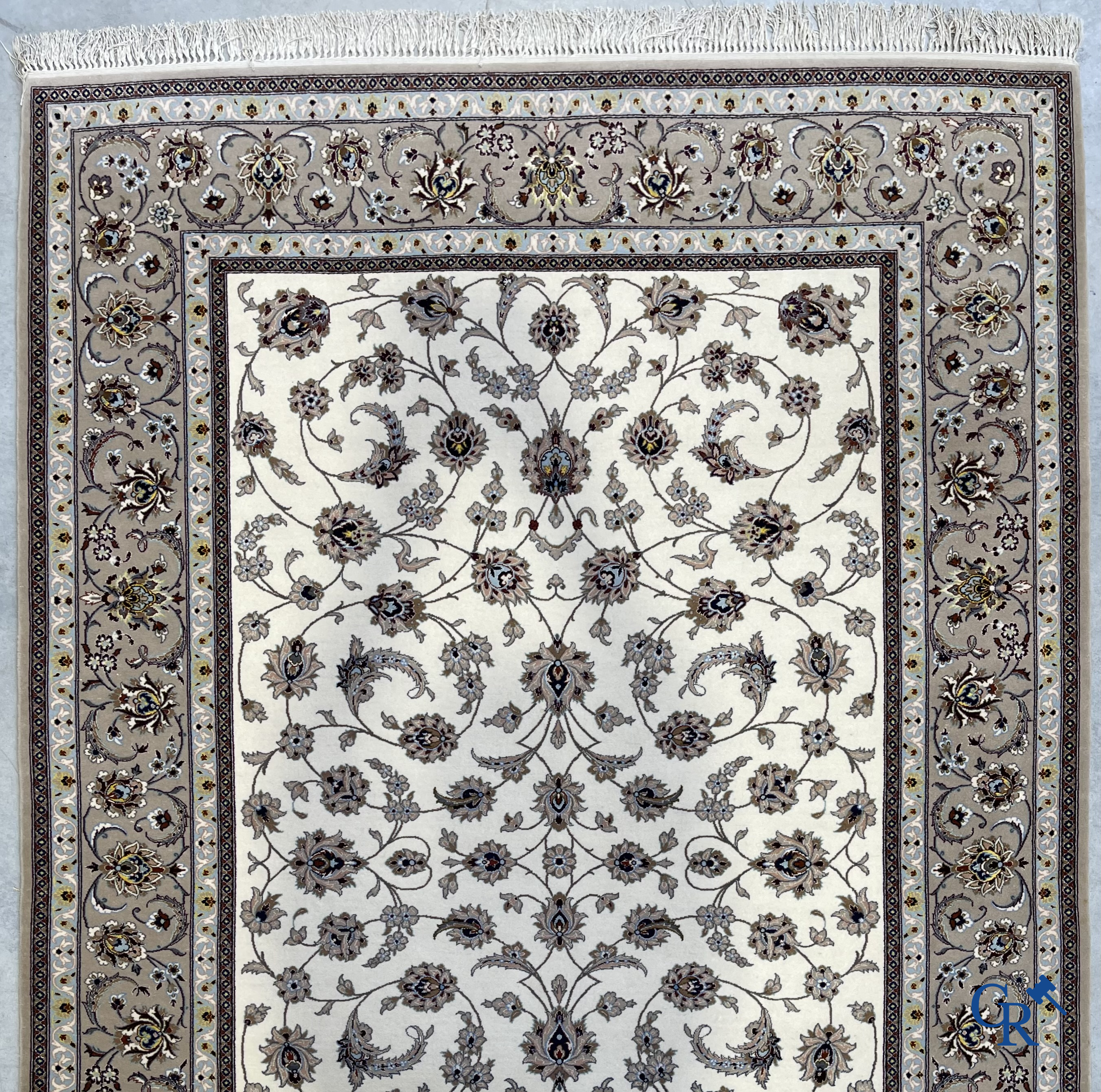 Persian carpets. Fine knotted Nain carpet with floral decor.