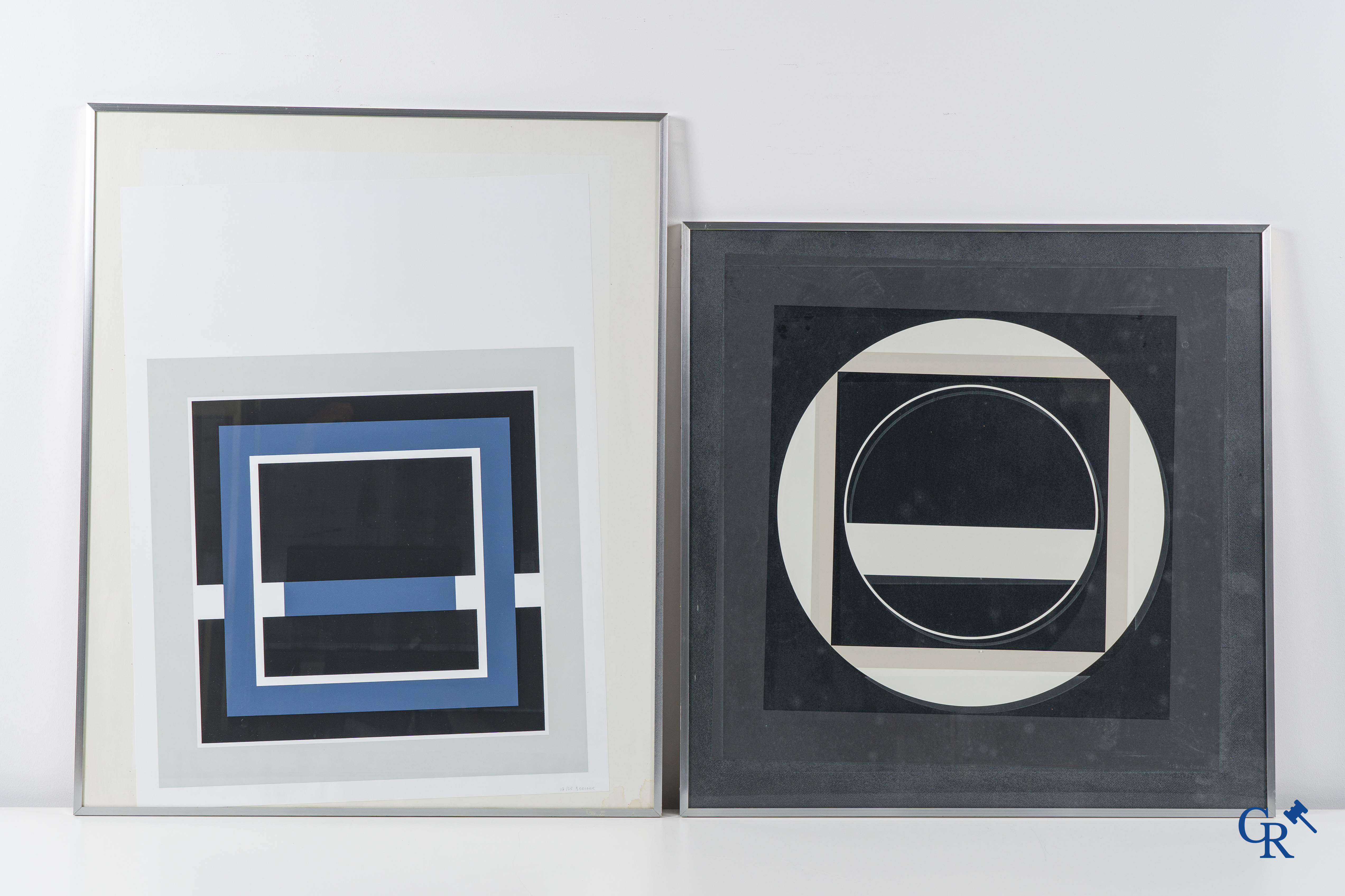 Gilbert Decock (1928-2007) 2 lithografieën, zonder titel 157/200 en een geometrische abstracte compositie 17/75.