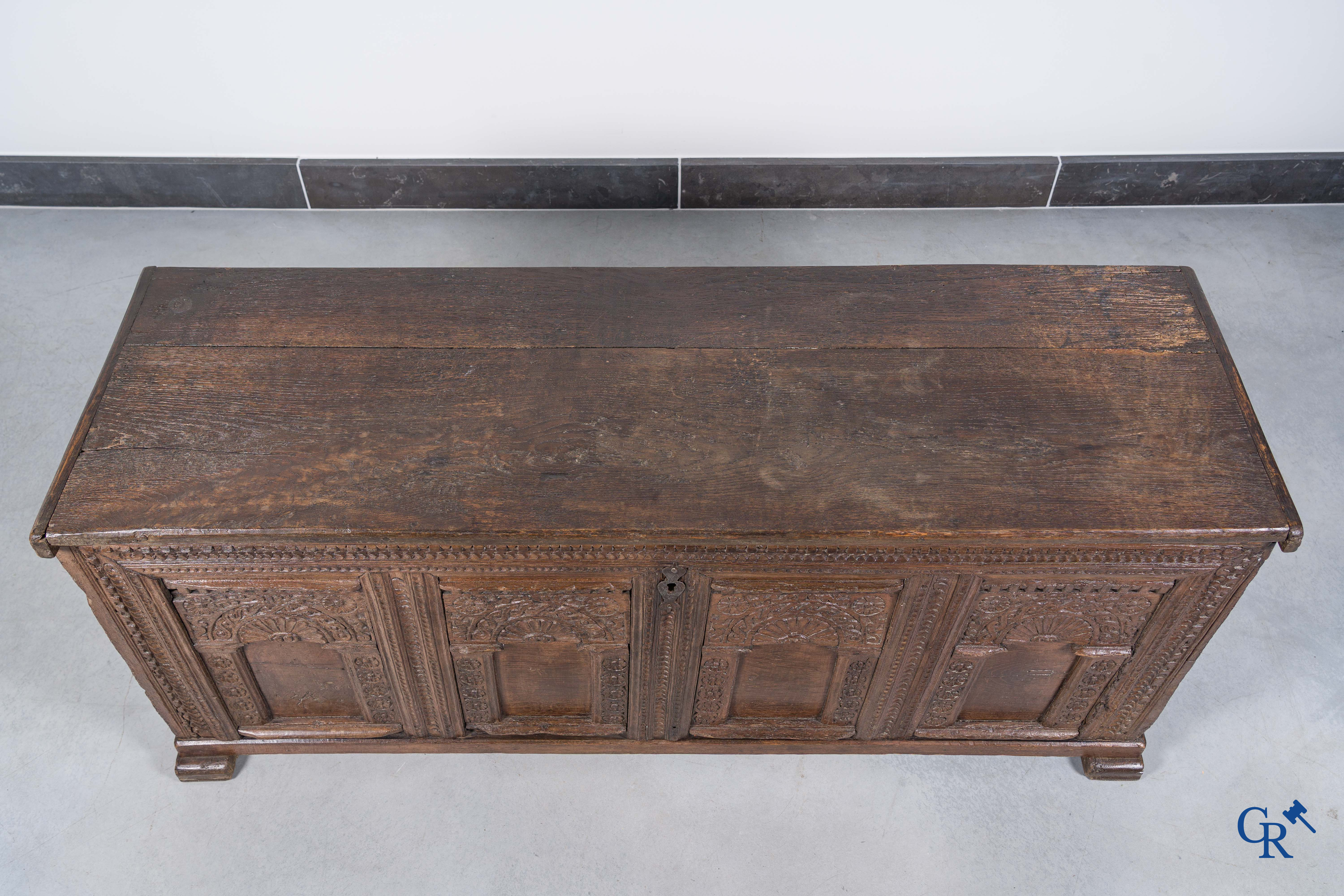 Antique wooden trunk, 18th century.