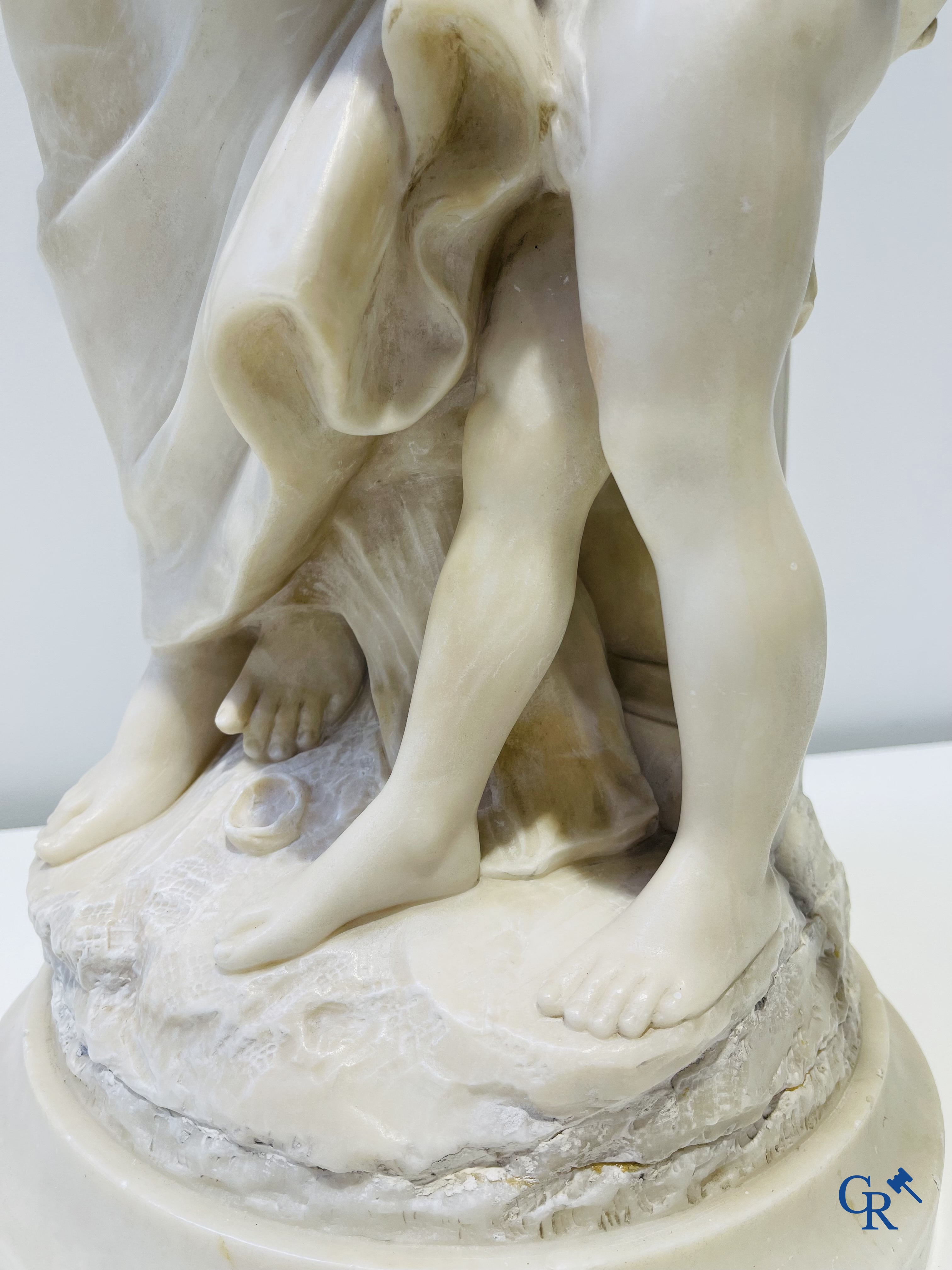 Mathurin Moreau. Venus and Cupid. Marble statue. Signed.