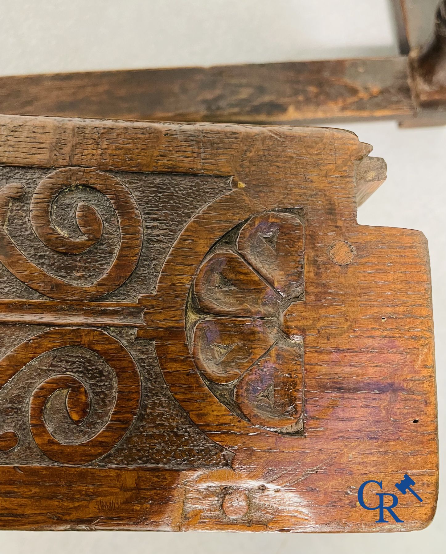 Furniture: An oak table with drawer. 17th - 18th century.