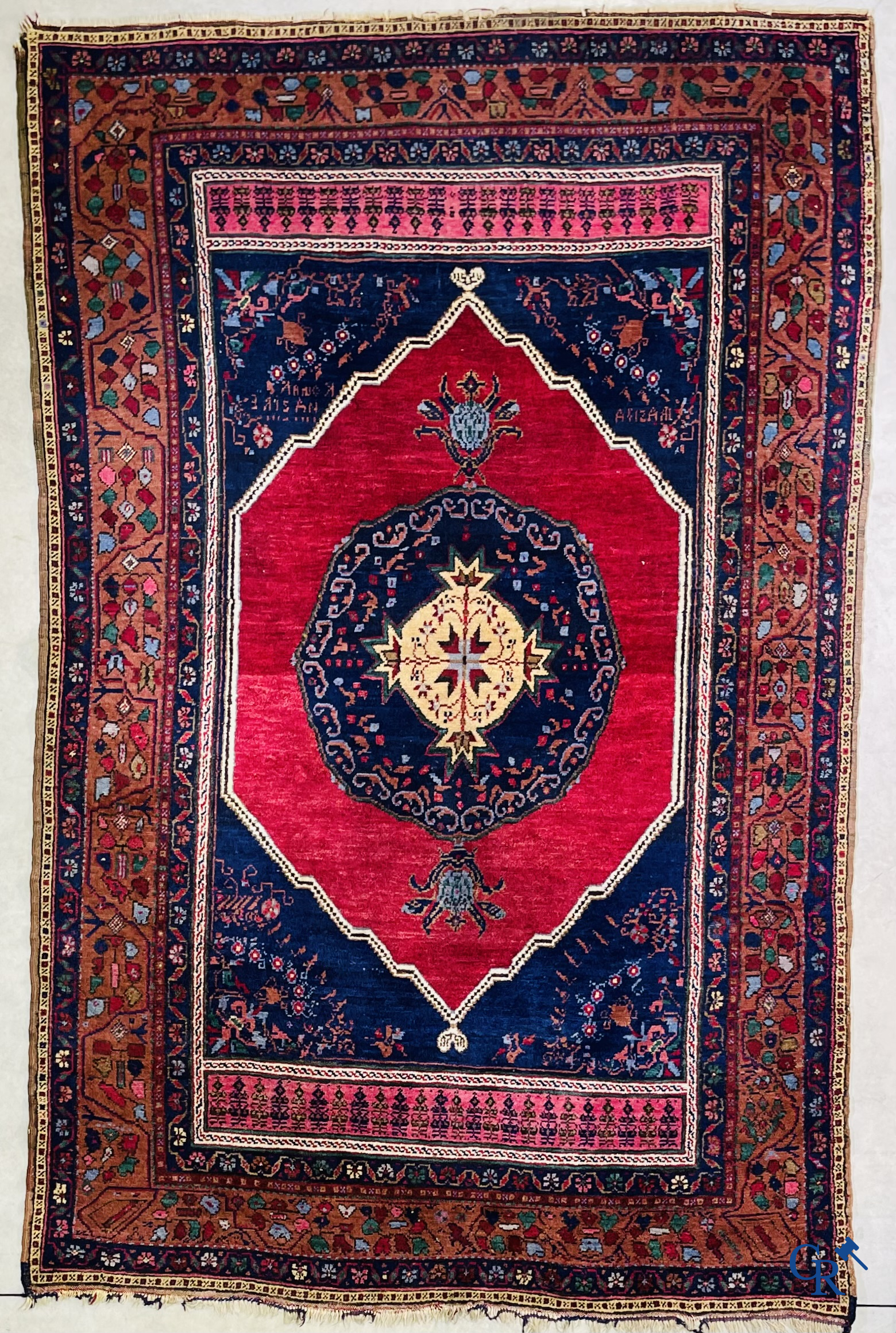 Oriental carpets, 2 antique hand-knotted Oriental carpets.