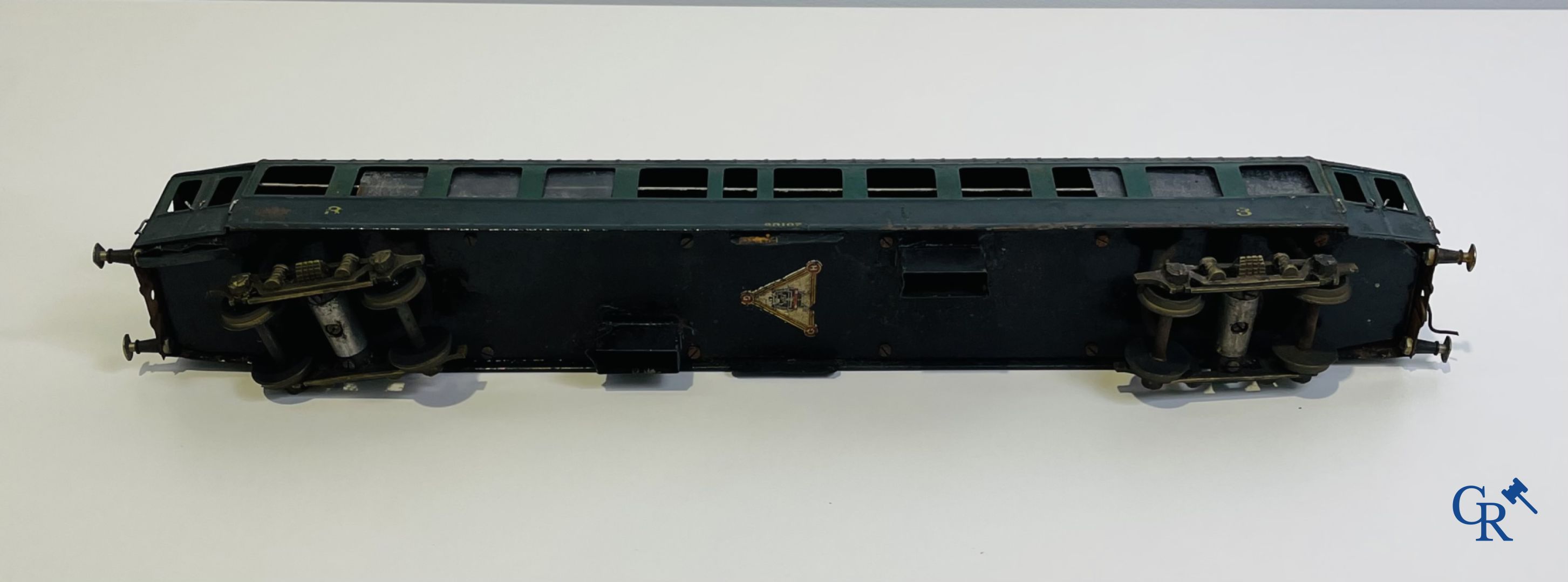 Old toys: Märklin, Locomotive with towing tender and dining car.<br />
About 1930.