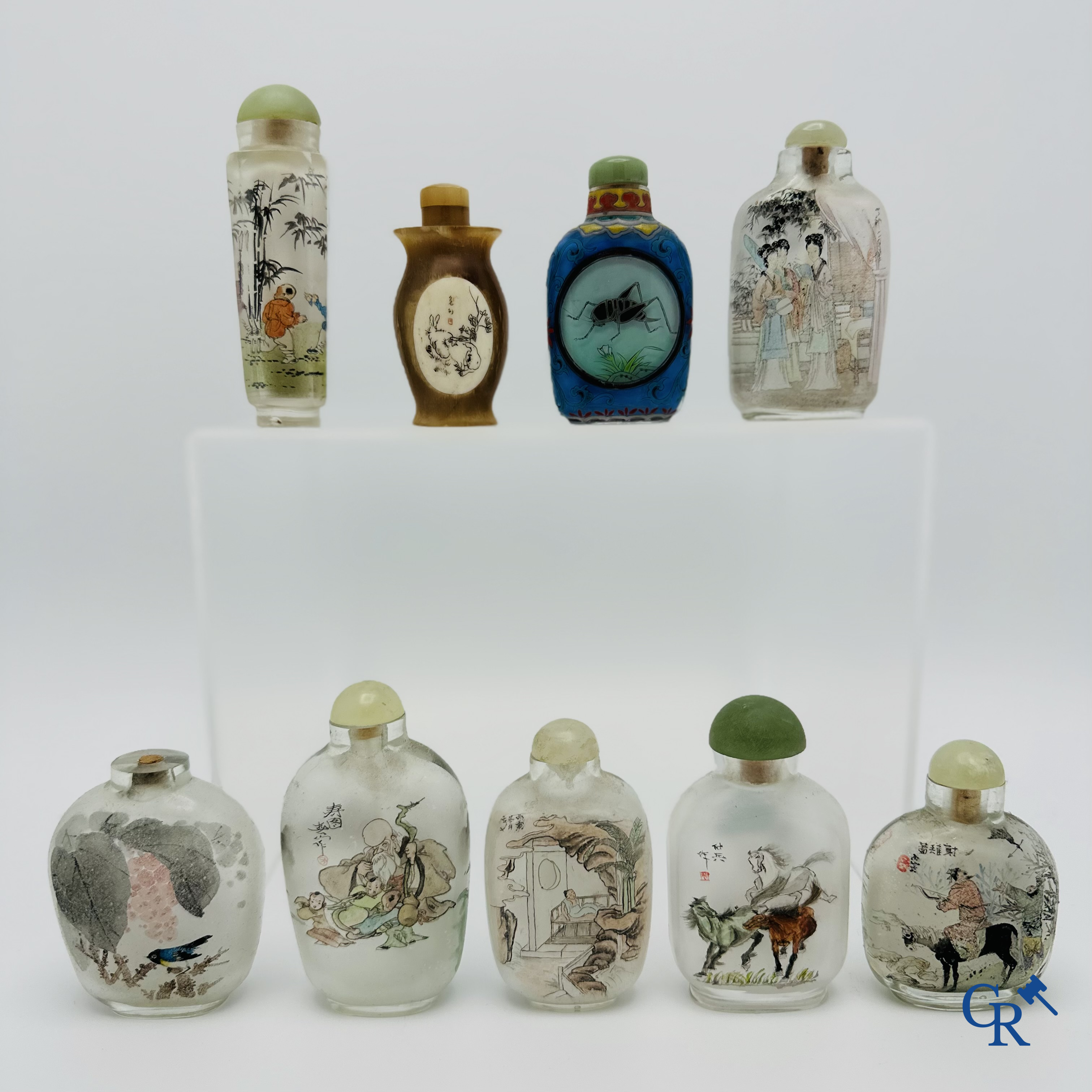 Asian Art: 9 chinese snuff bottles.