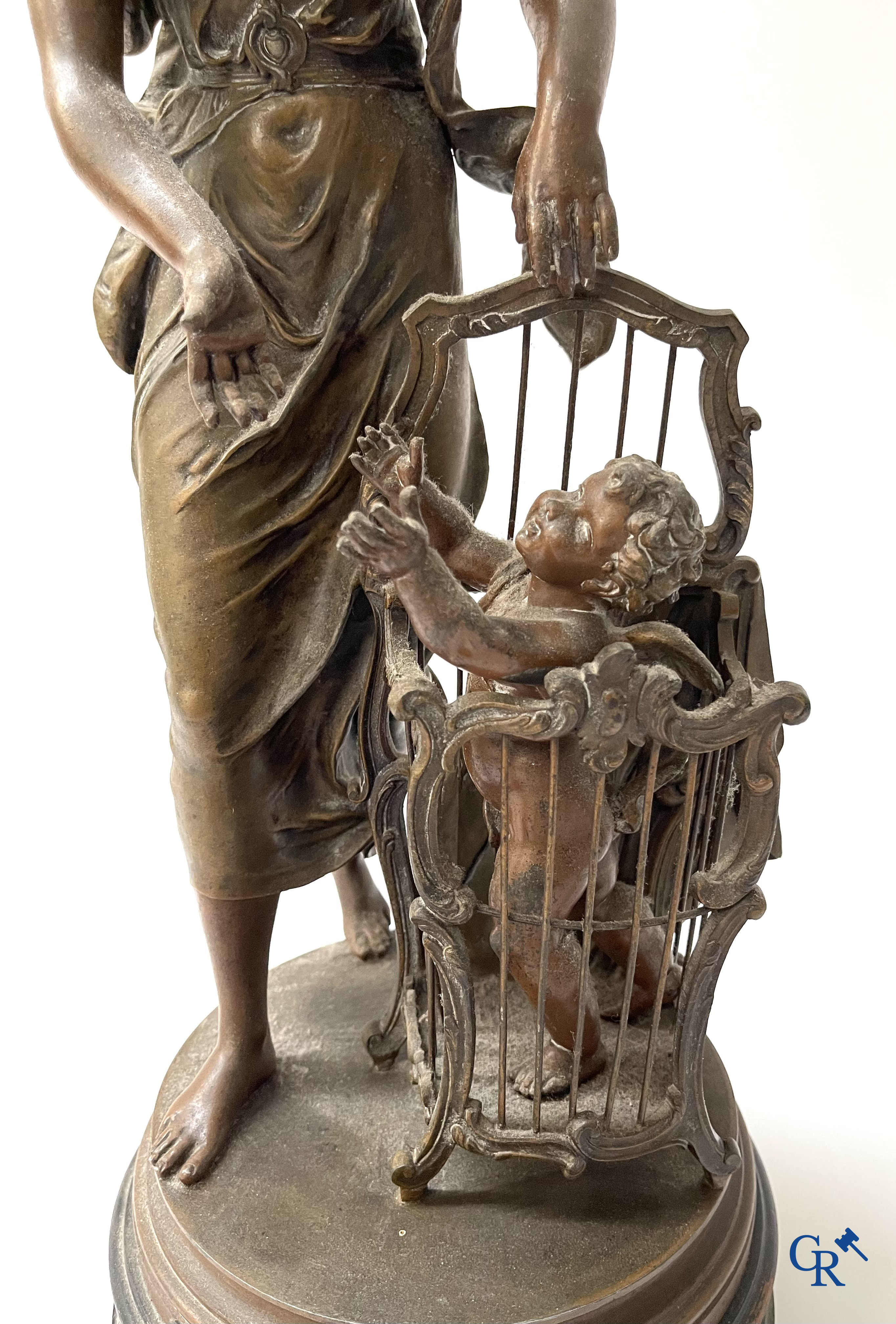 Lot de 3 sculptures en régule. Anatole Guillot, Emile Bruchon, Rousseau, vers 1900.