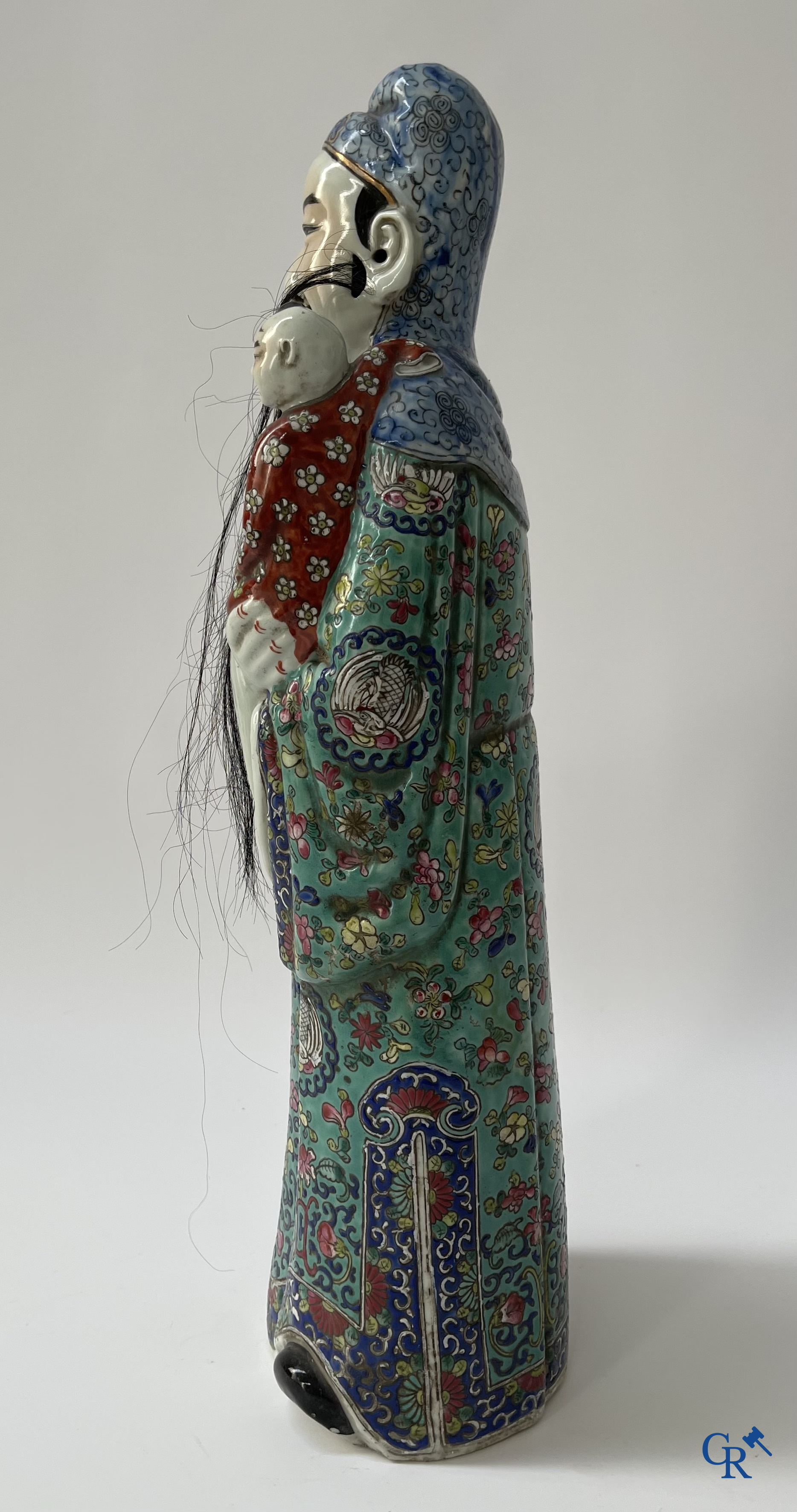 Aziatica, Chinees porselein. 3 Chinese famille rose figuren van onsterfelijken. 19de eeuw.