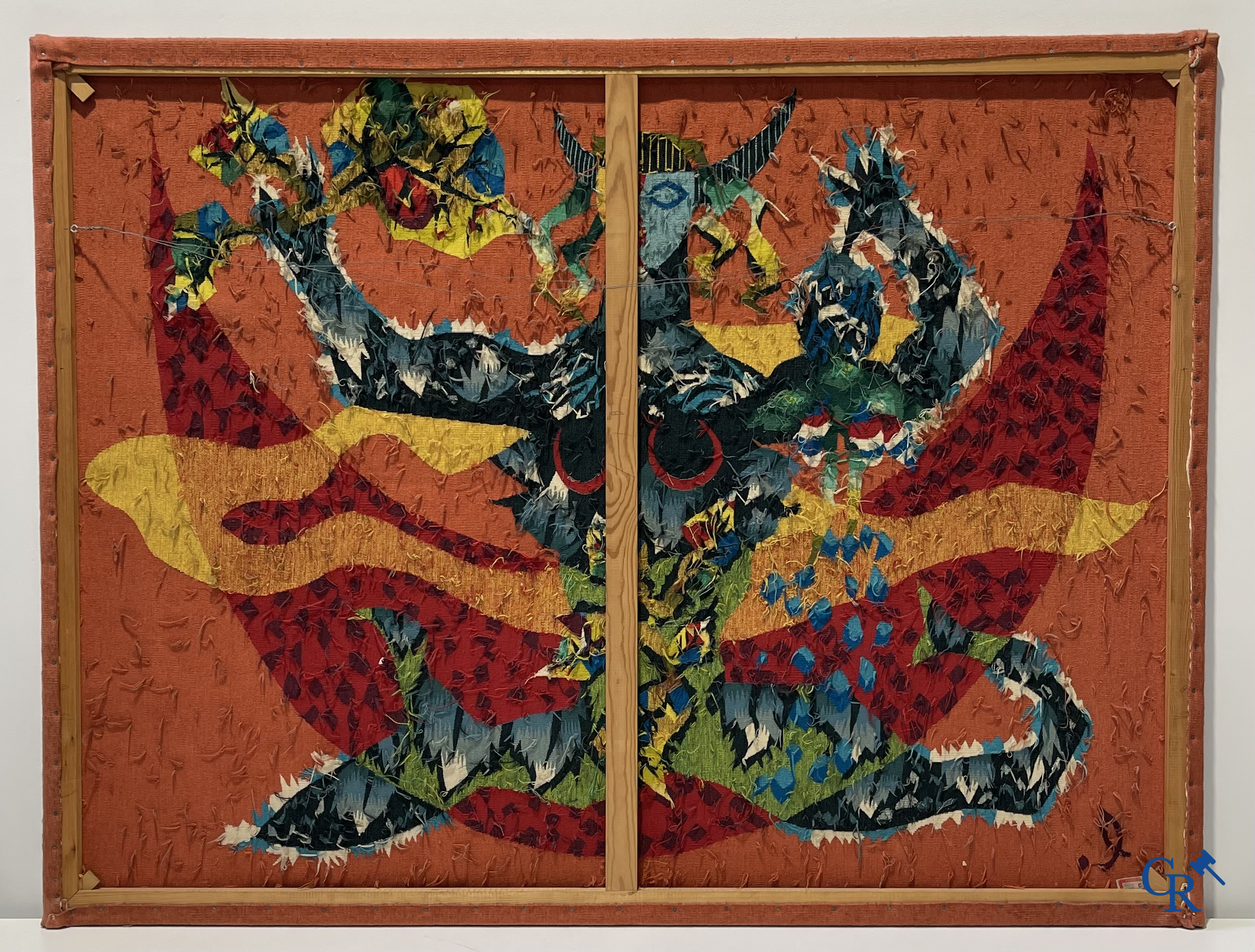 Jean Lurçat. Grande tapisserie d'après Jean Lurçat en laine polychrome, vers 1970.