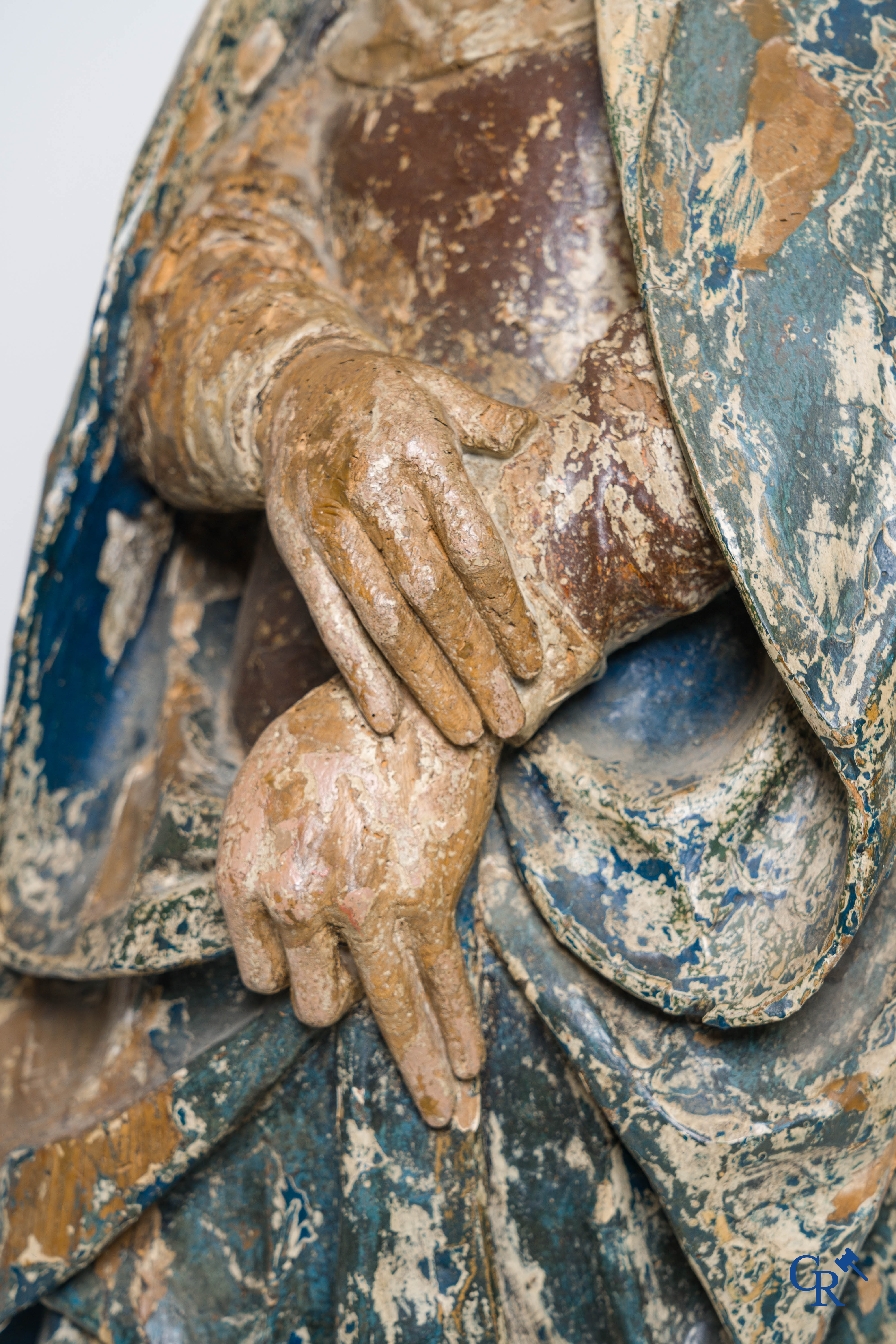 Religious objects, a polychrome wooden statue of a Madonna, 16th century.