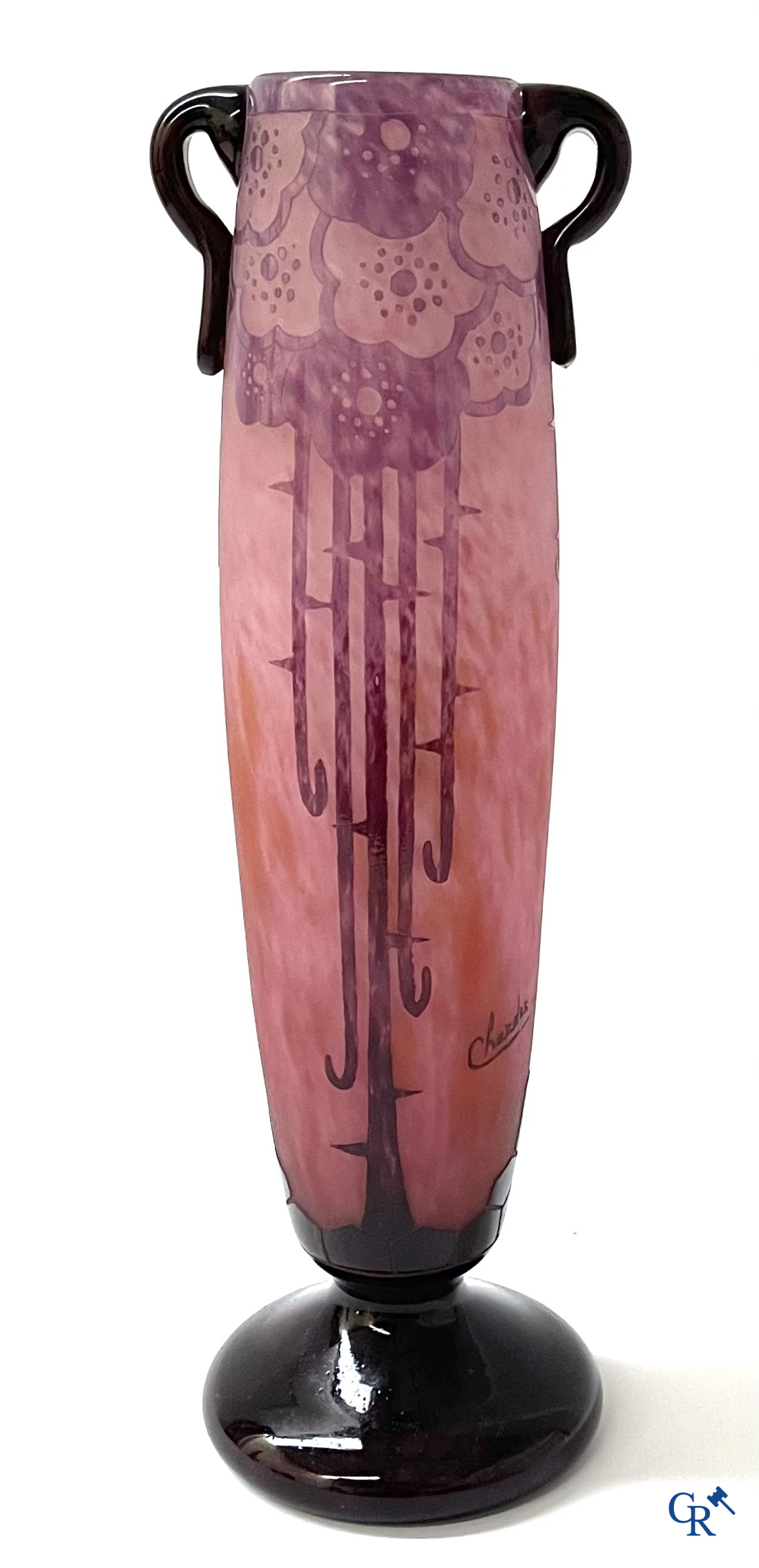 Art Deco, Charles Schneider. Grote art deco vaas in glaspasta, Circa 1930. Gesigneerd Charder en Le Verre Français.