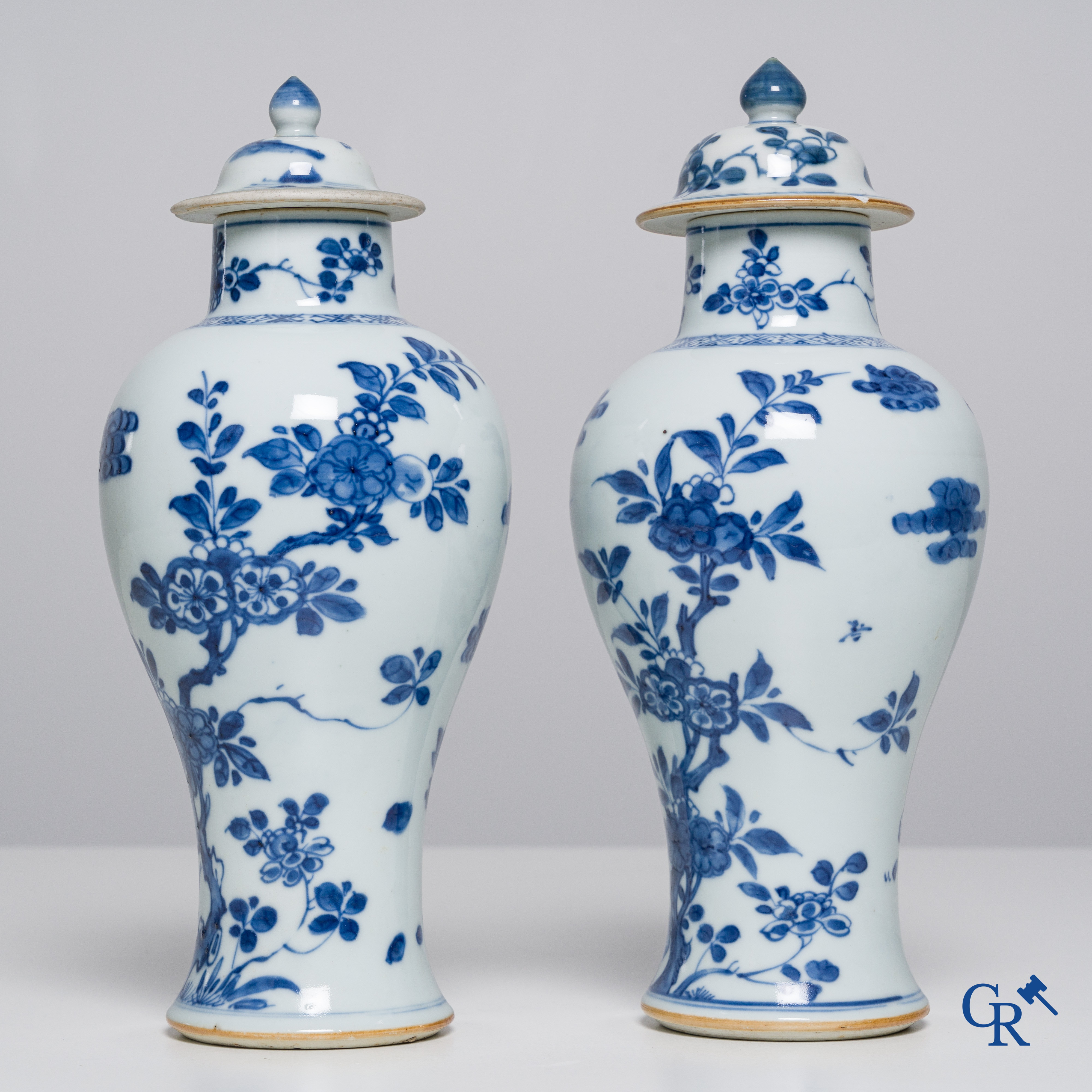 Art Asiatique: Porcelaine chinoise, 5 pièces en porcelaine bleue et blanc. 18ème siècle.